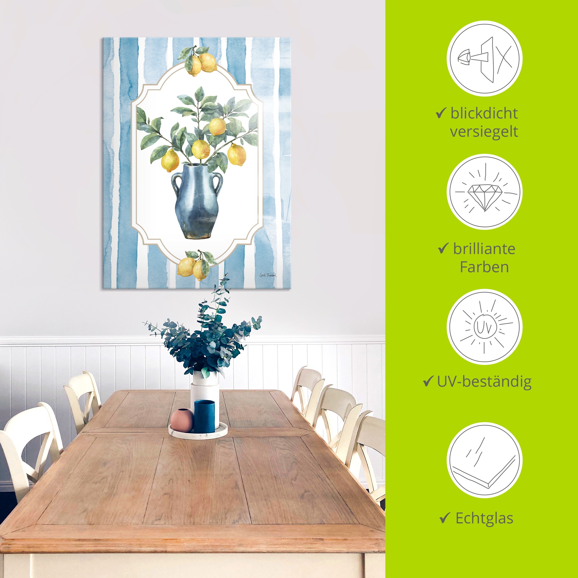 Artland Glasbild »Le Citron I« Arrangements 1 Stk. tlg. in verschiedenen Größen