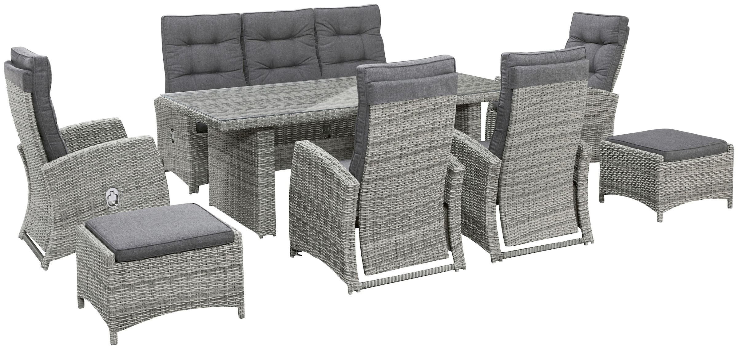 KONIFERA Garten-Essgruppe "Monaco", (Set, 24 tlg., 4x Sessel, 1x 3er Sofa, günstig online kaufen