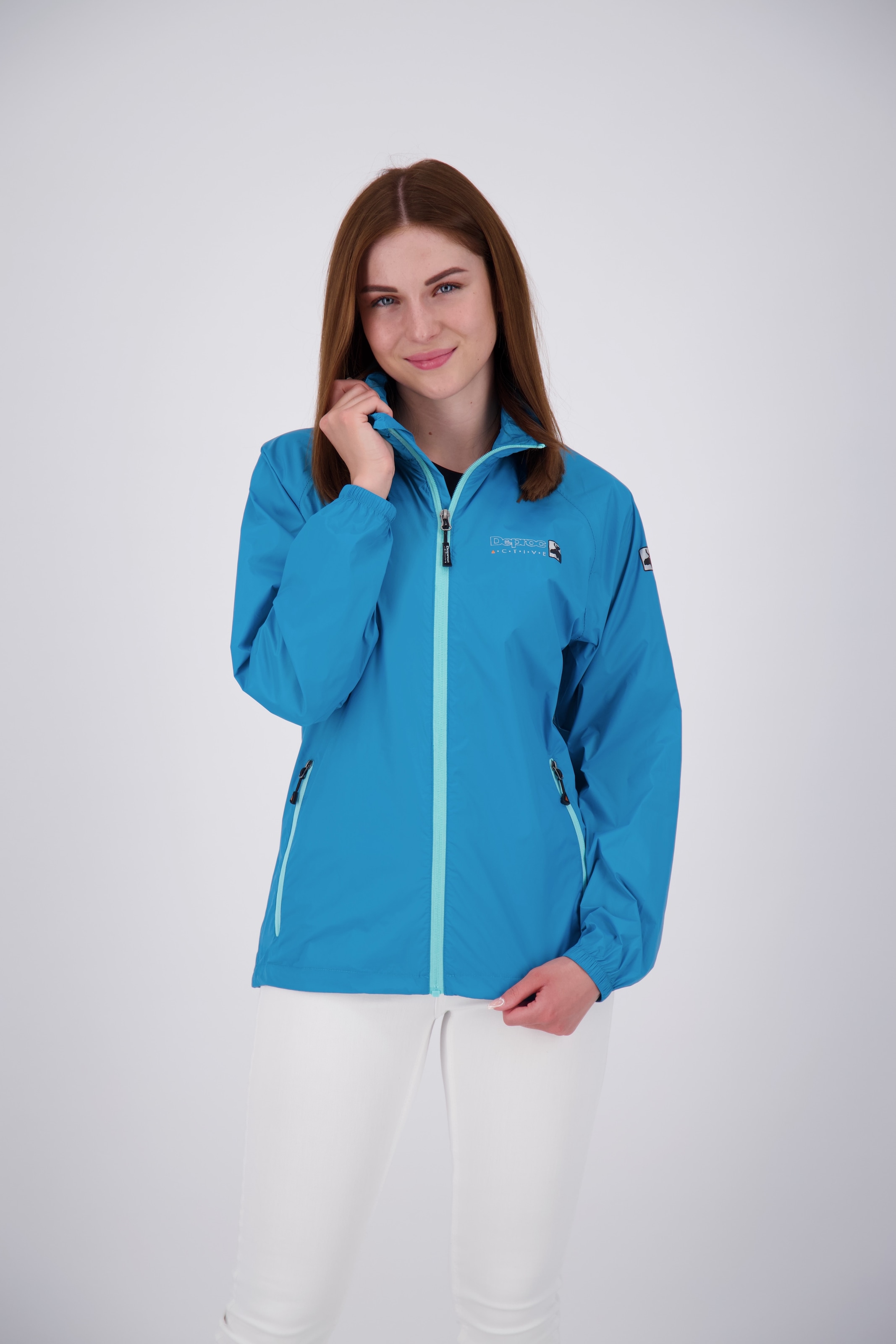 DEPROC Active Regenjacke "ROBSON WMN II" mit Kapuze auch in Großen Größen erhältlich