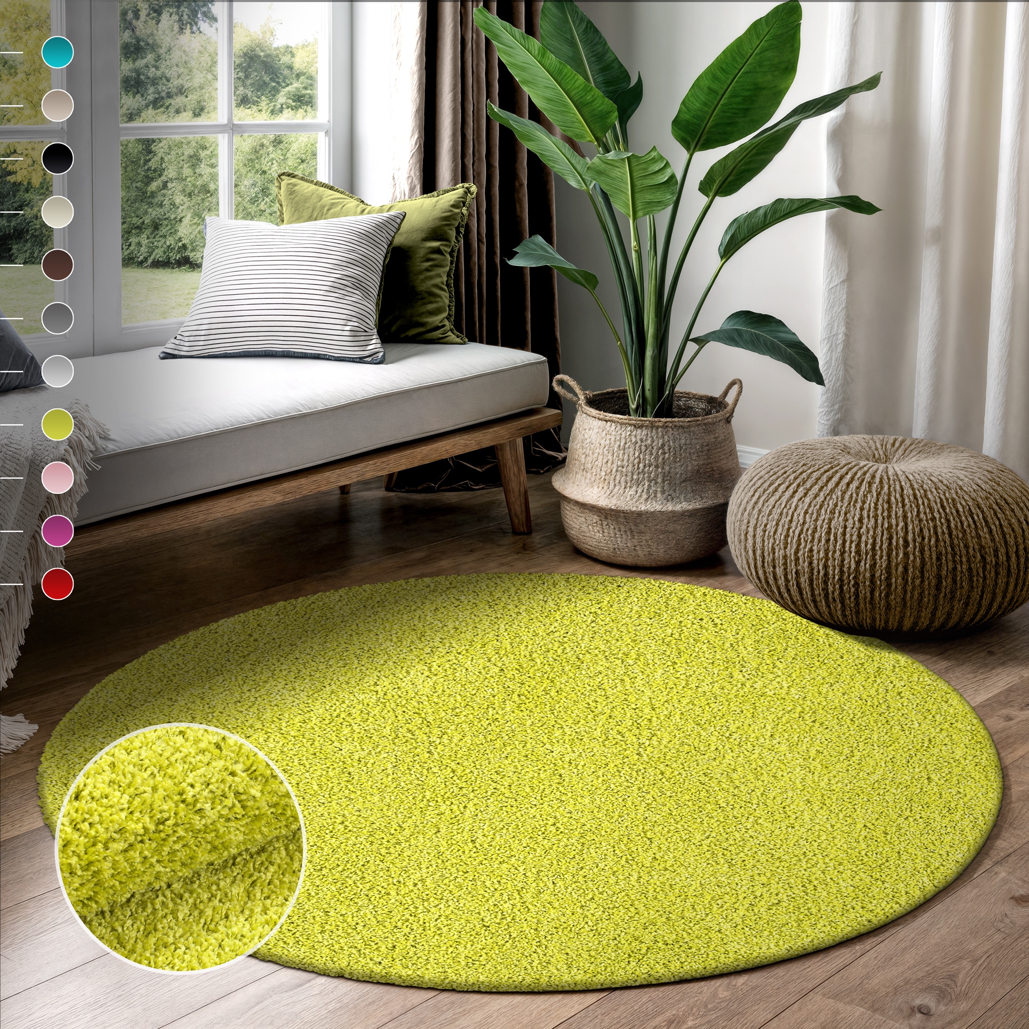 Sanat Hochflor-Teppich "LOCA, auch als Läufer und in Rund" rund 30 mm Höhe Wohnzimmer, Langflor, Shaggy, Schlafzimmer