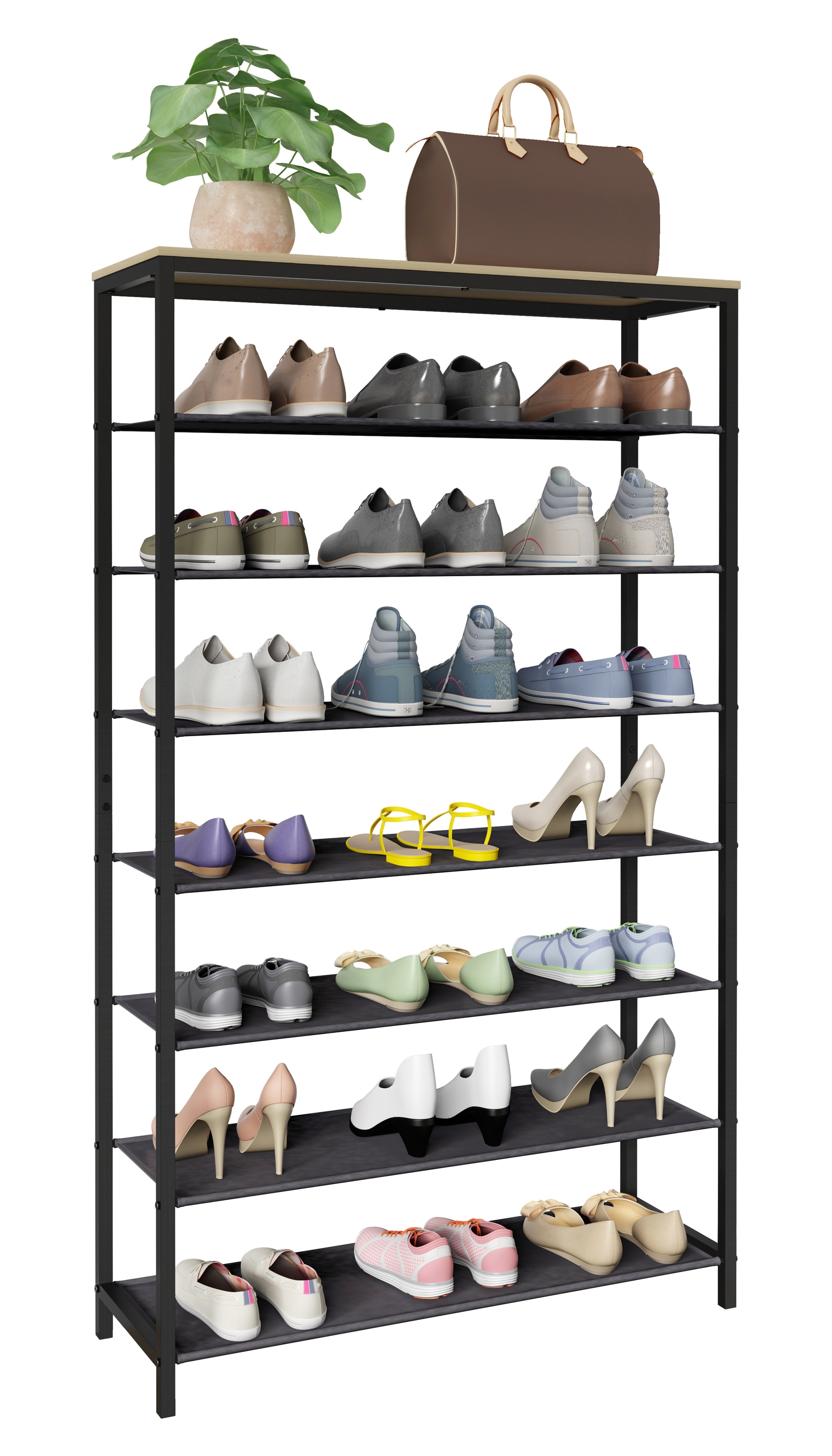 VCM Schuhregal "Metall Holz Schuhregal Schuhablage 7 Fächer Taliro" 1 Stk. tlg.