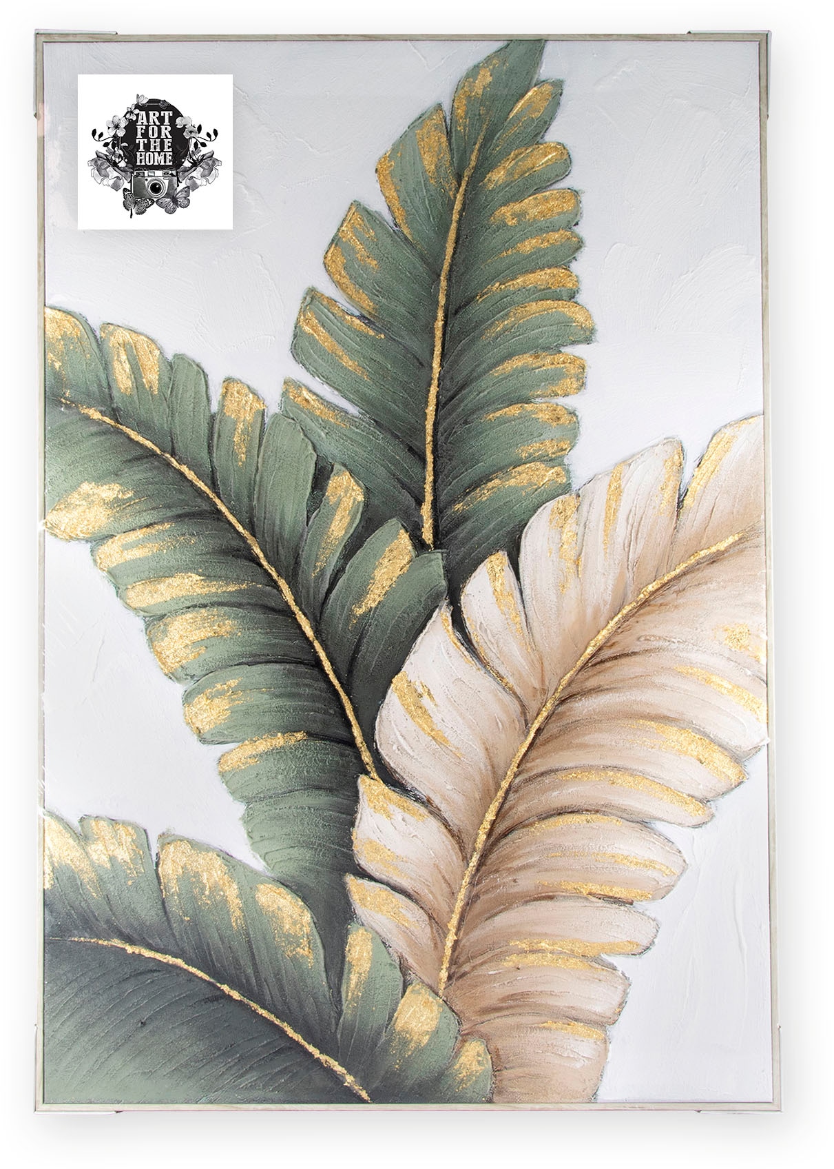 Art for the home Leinwandbild "Blatter Neutral" Blätter 1 Stk. tlg. Handgem günstig online kaufen