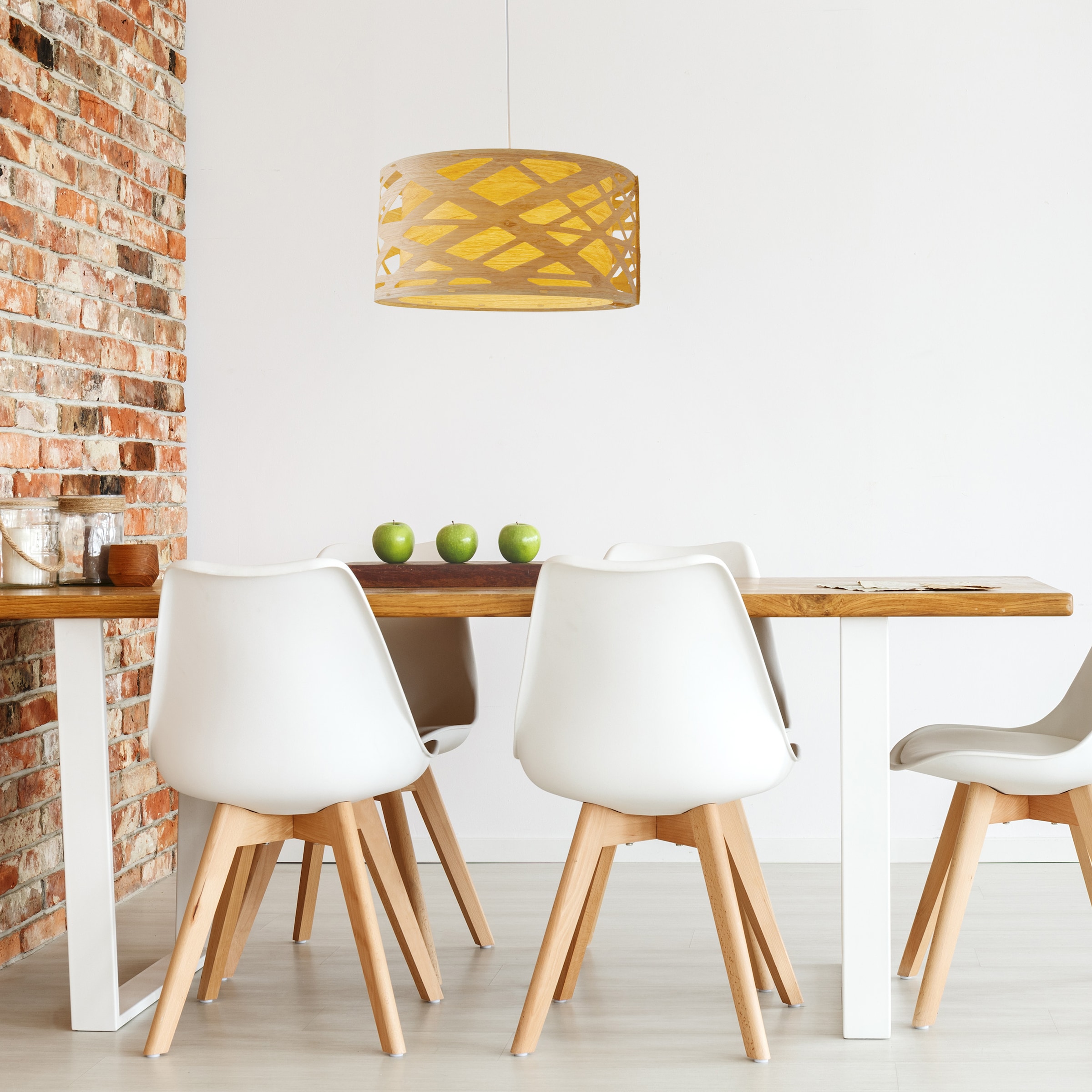 näve Pendelleuchte »Finja« E27 1 Stk. rund D: 40 cm, Holzimitat, mehrschichtig durchbrochen, 1x E27 exkl.