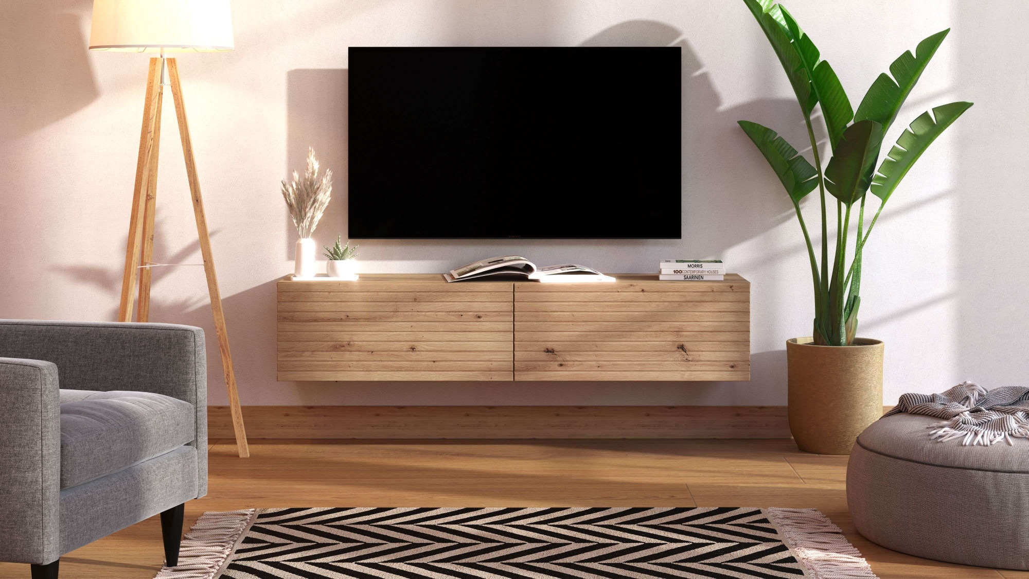 INOSIGN TV-Board »Royan, TV-Bank, TV-Schrank, Wandmontage«, in verschiedenen Breiten 128/154/192 cm, Push-to-Open, FSC®