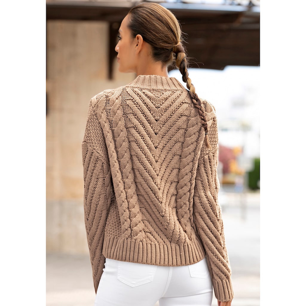 LASCANA Stehkragenpullover, mit aufwendigem Strickmuster, klassischer Strickpullover