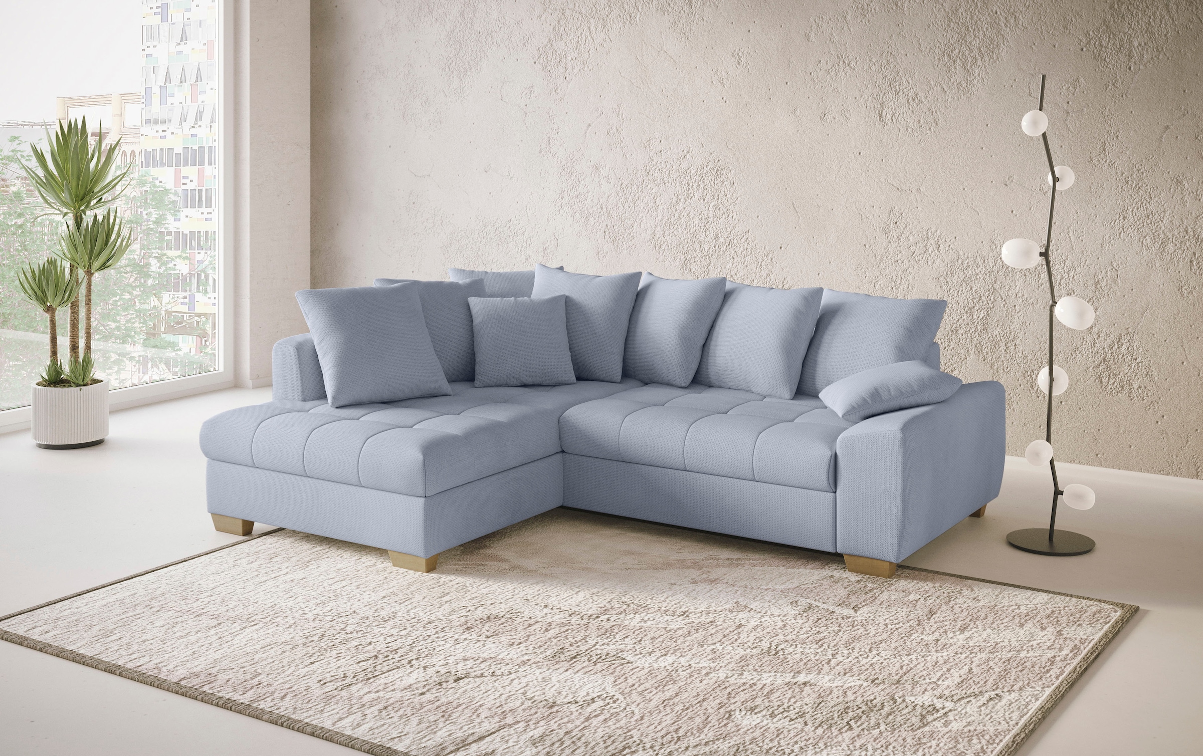 Mr. Couch Ecksofa »Nikita II, L-Form, bis 140kg pro Sitzplatz belastbar«, mit Kaltschaumpolsterung, wahlweise mit Bett und Bettkasten
