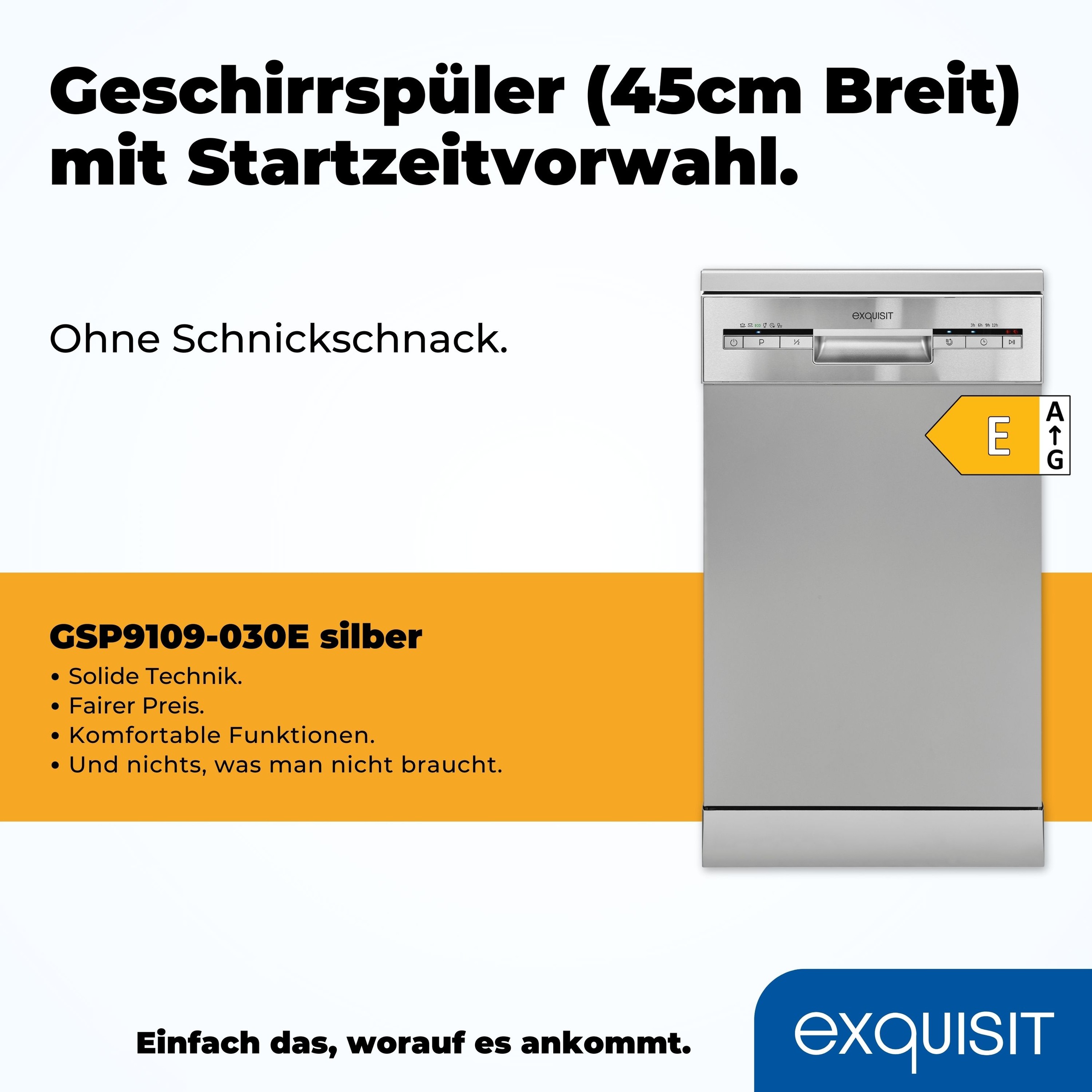 exquisit Standgeschirrspüler »GSP9109-030E«, 9 Maßgedecke