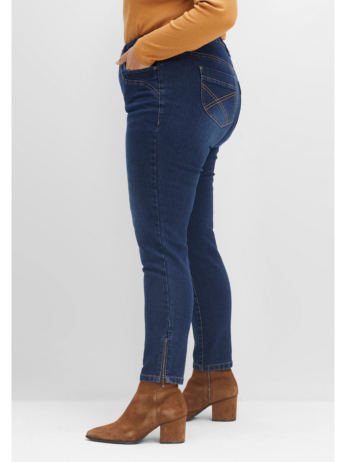 Sheego Stretch-Jeans »Große Größen«, mit Zippern am Saumabschluss online  kaufen | BAUR