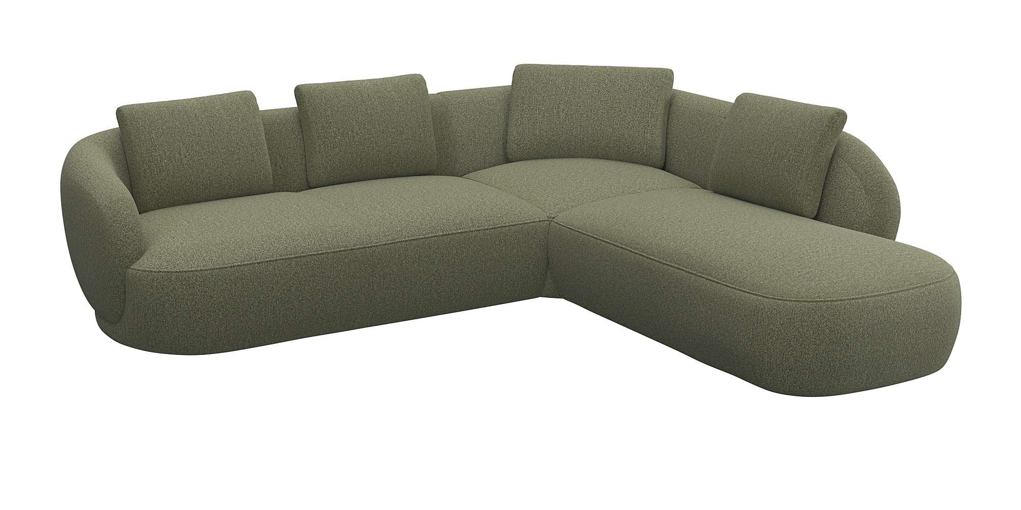 FLEXLUX Ecksofa »Torino, rund, L-Form, Sofa-Ecke mit Ottomane«, Modernes, organisches Sofa-Design, Kaltschaum, Wellenunterfederung