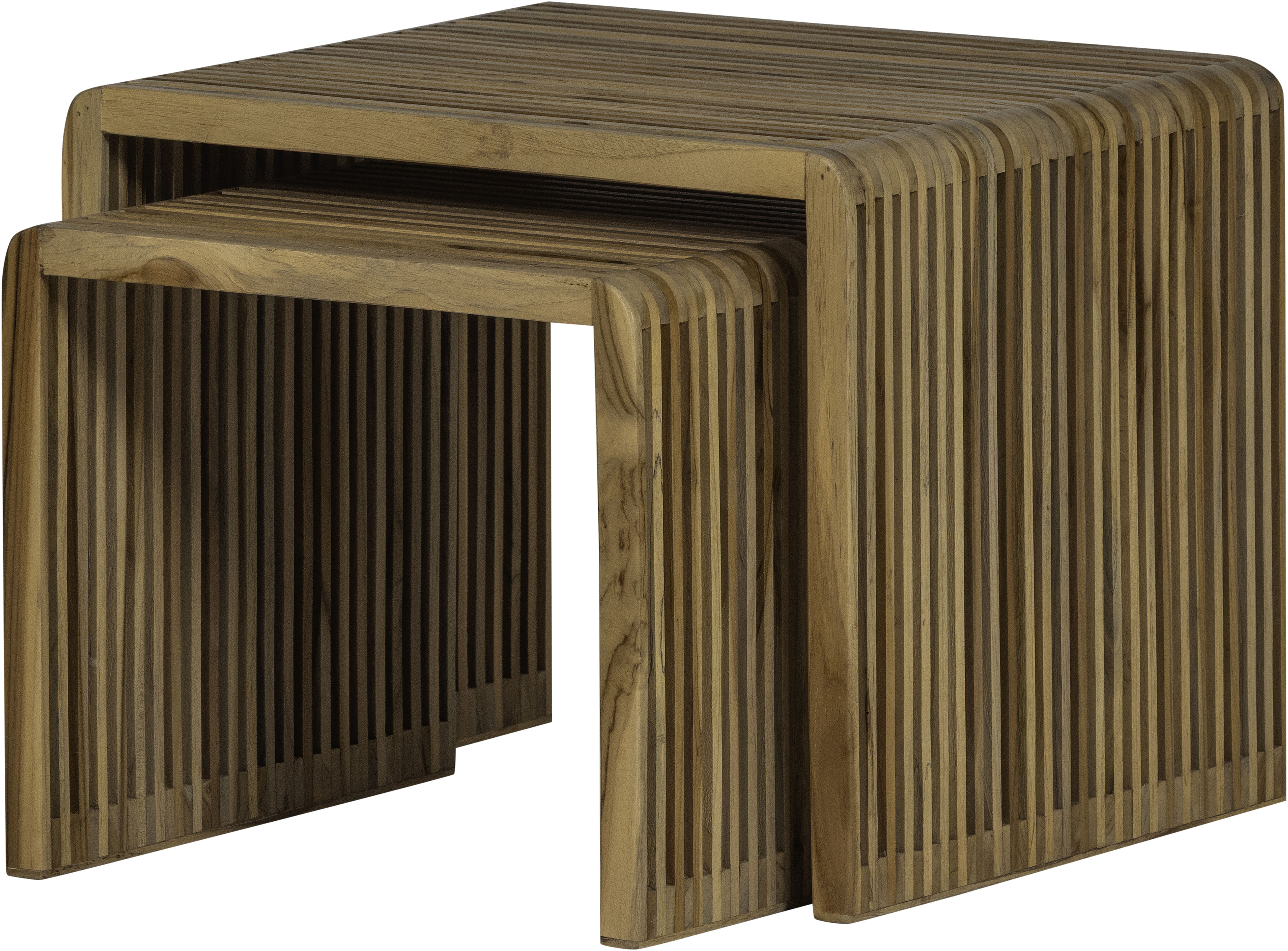 WOOOD Beistelltisch "Jasmijn aus recyceltem Teakholz als 2er-Set B 50 x T 45 x H 41 cm" Set, 2 Stk. tlg. 2er-Set, pflegeleichte Oberfläche, ausschließlich Innenbereich