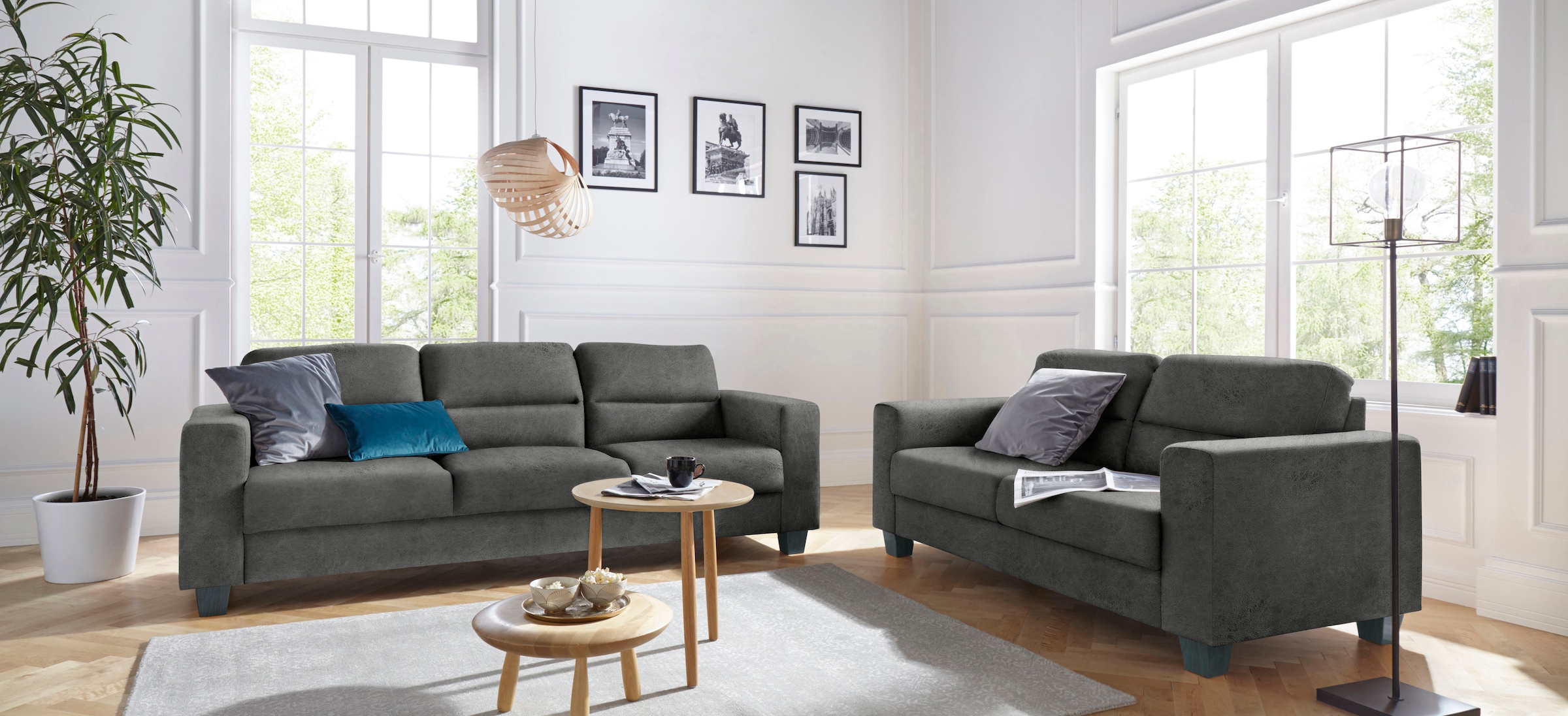 TRENDMANUFAKTUR 3-Sitzer »Chamber mit hohem Sitzkomfort«, in zeitloser Optik, Kopfstützen optional bestellbar