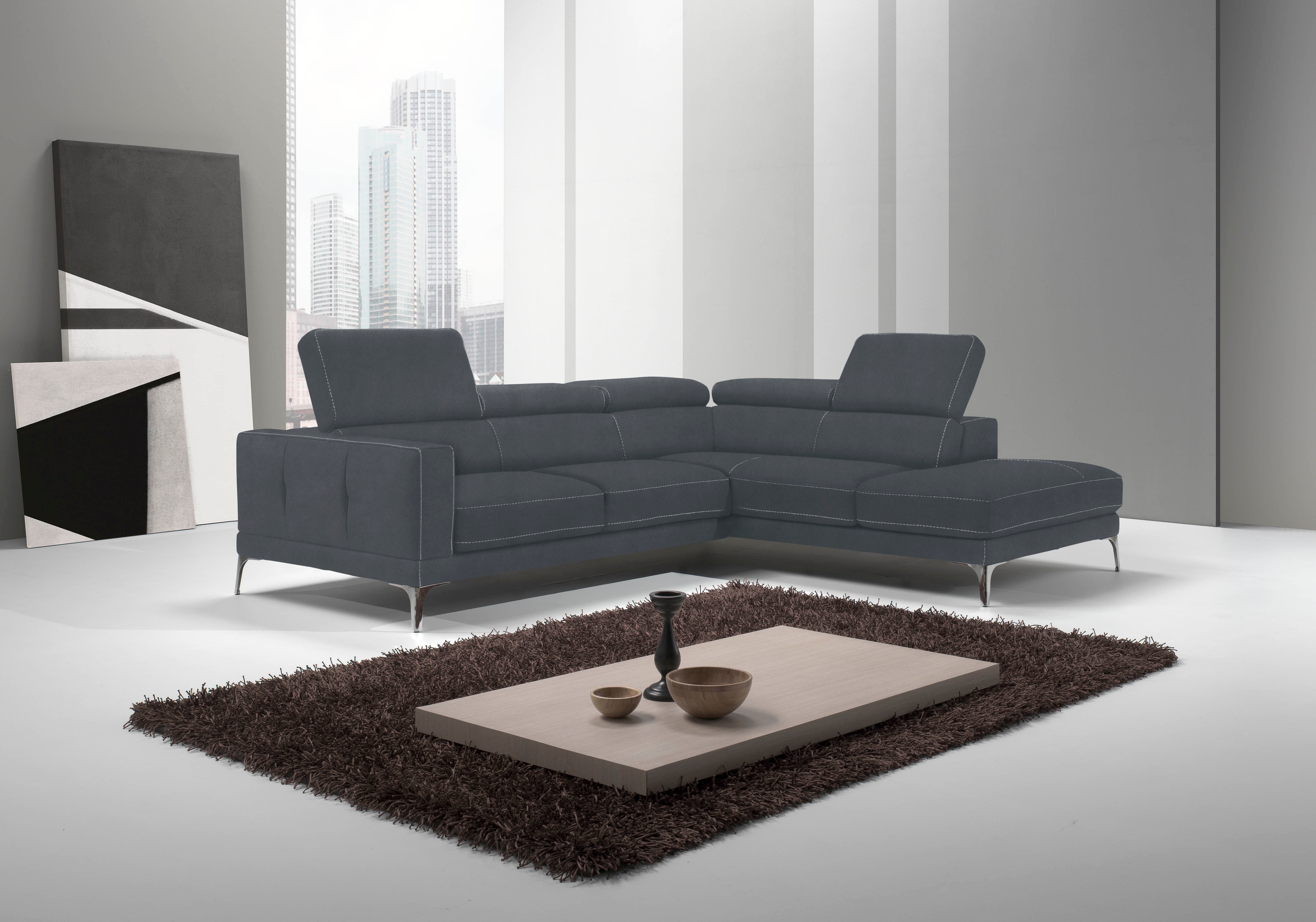 Egoitaliano Ecksofa "Claudie, Designsofa mit extrakomfortablem Sitzkomfort, L-Form" Inkl. Kopfteilverstellung, L-Form