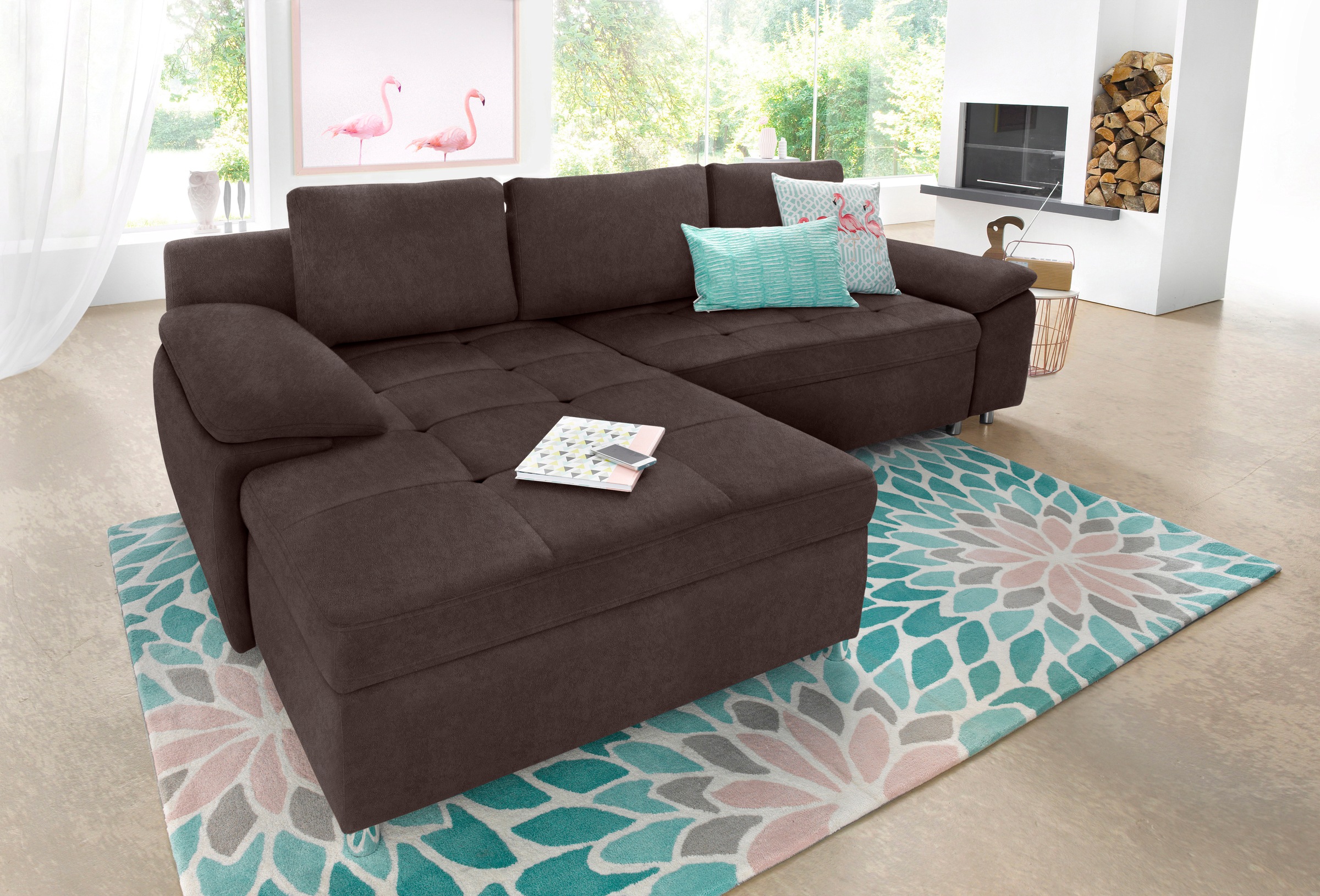 Home affaire Ecksofa "Labene L-Form" wahlweise mit Bettfunktion und Bettkas günstig online kaufen