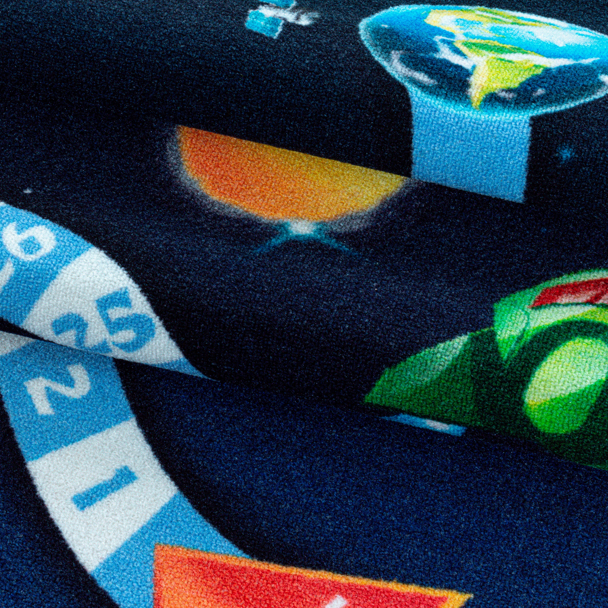 Kinderteppich AYYILDIZ TEPPICHE "PLAY 2910", blau (navy), B:140cm H:6mm L:200cm, Polyamid, Teppiche, Kinderteppich, robuster Kurzflor, Weltall, Zahlen Spiele Hüpf Teppich, Kinderzimmer 3