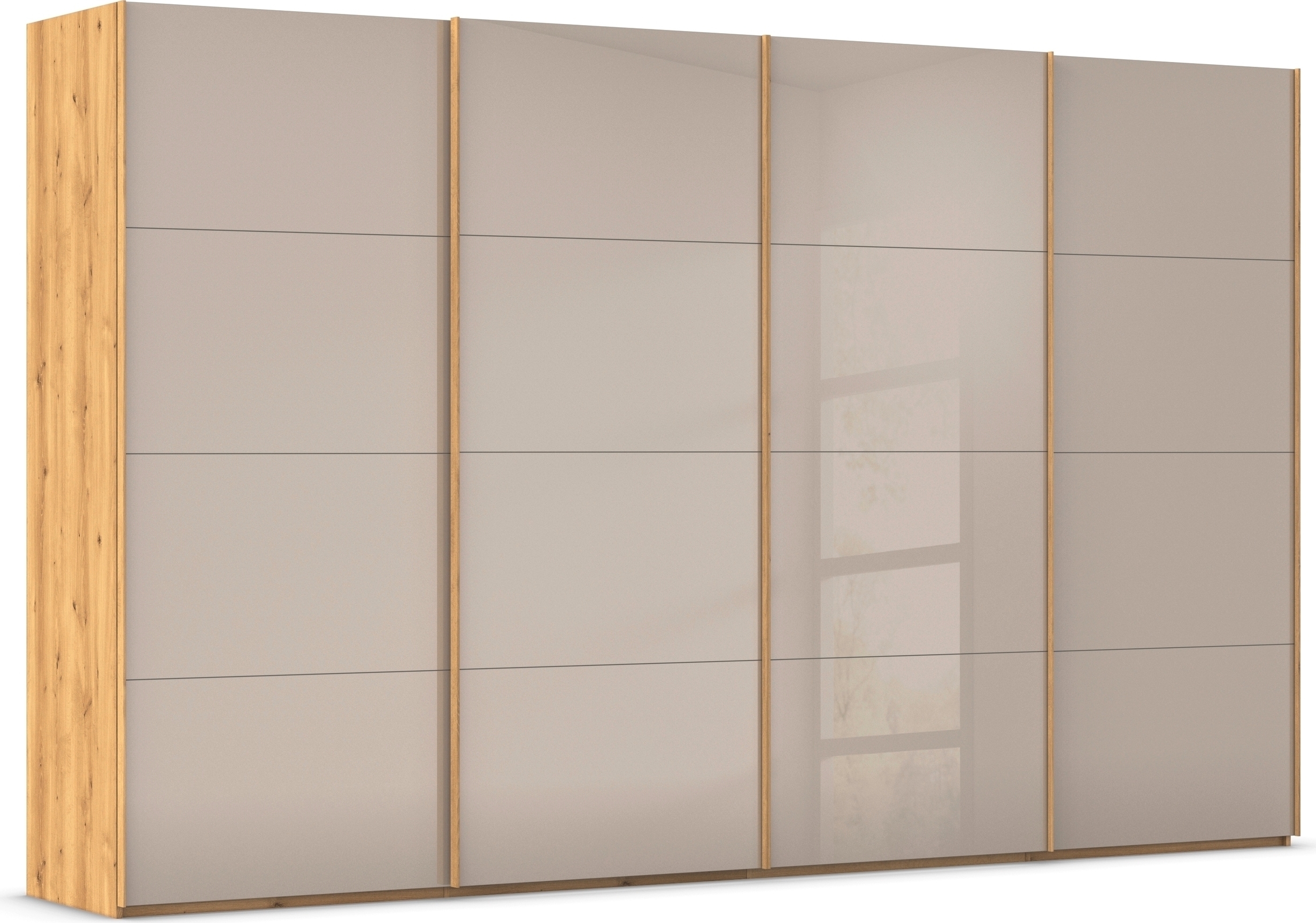 rauch Schwebetürenschrank "Kleiderschrank Schrank Garderobe Schlafzimmerschrank SCALE-FYRA" edle viergeteilte Türen mit Glas-Front viele Farben MADE IN GERMANY