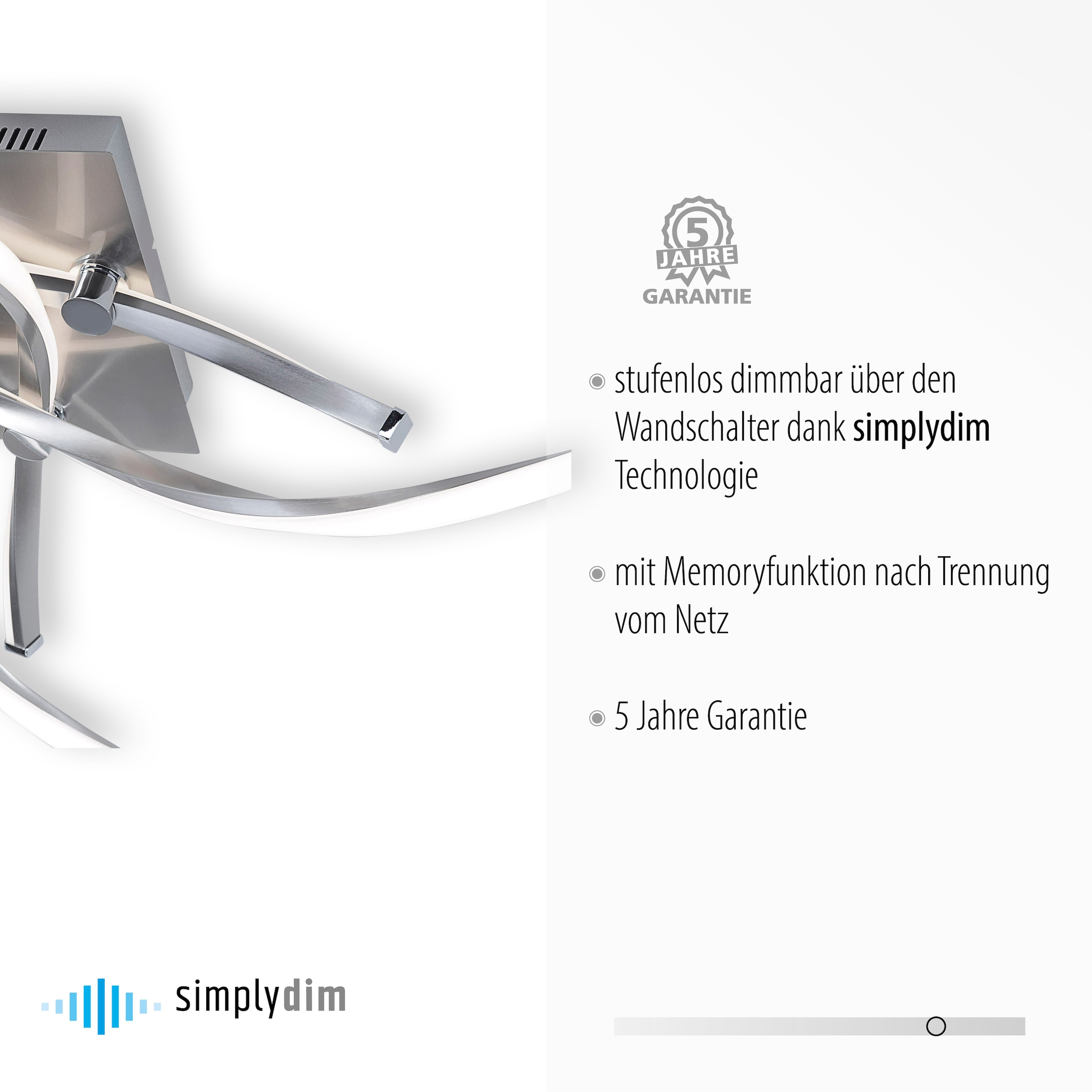 »POLINA«, Trennung LED, BAUR nach Neuhaus Netz Memory, dimmbar, Dim, 4 vom Deckenleuchte flammig-flammig, | Simply Paul