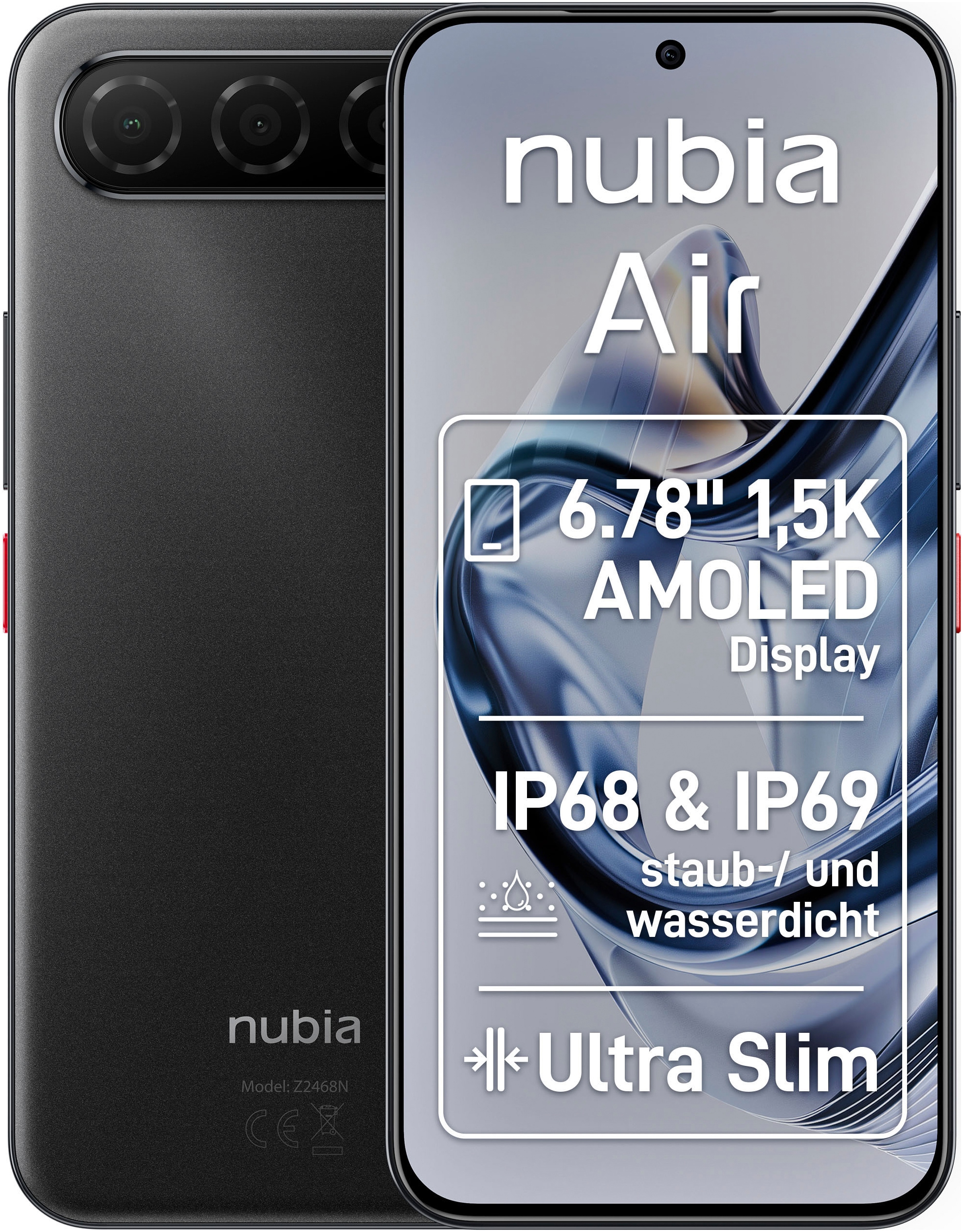 NUBIA Smartphone "Air 256GB", 256 GB, schwarz, Mobiltelefone