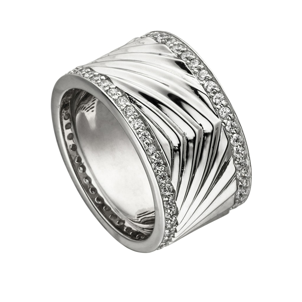 JOBO Fingerring »Breiter Ring mit Zirkonia« 925 Silber