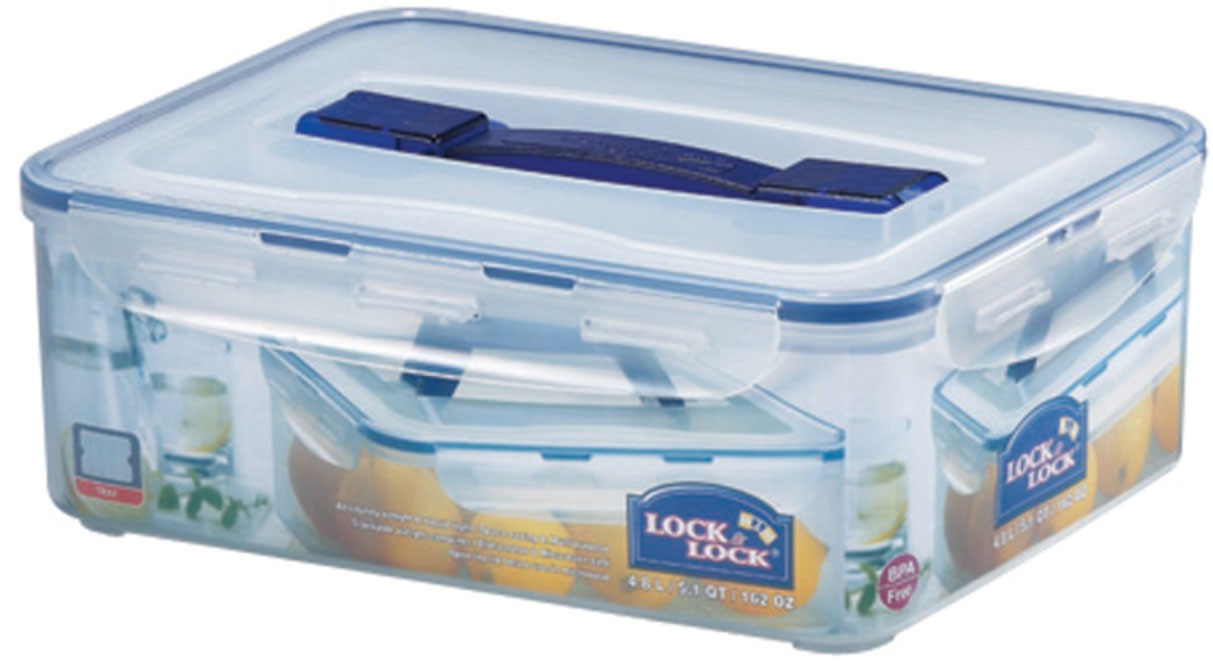 LOCK & LOCK Vorratsdose rechteckig, 4,8 l mit Ablaufgitter und Tragegriff