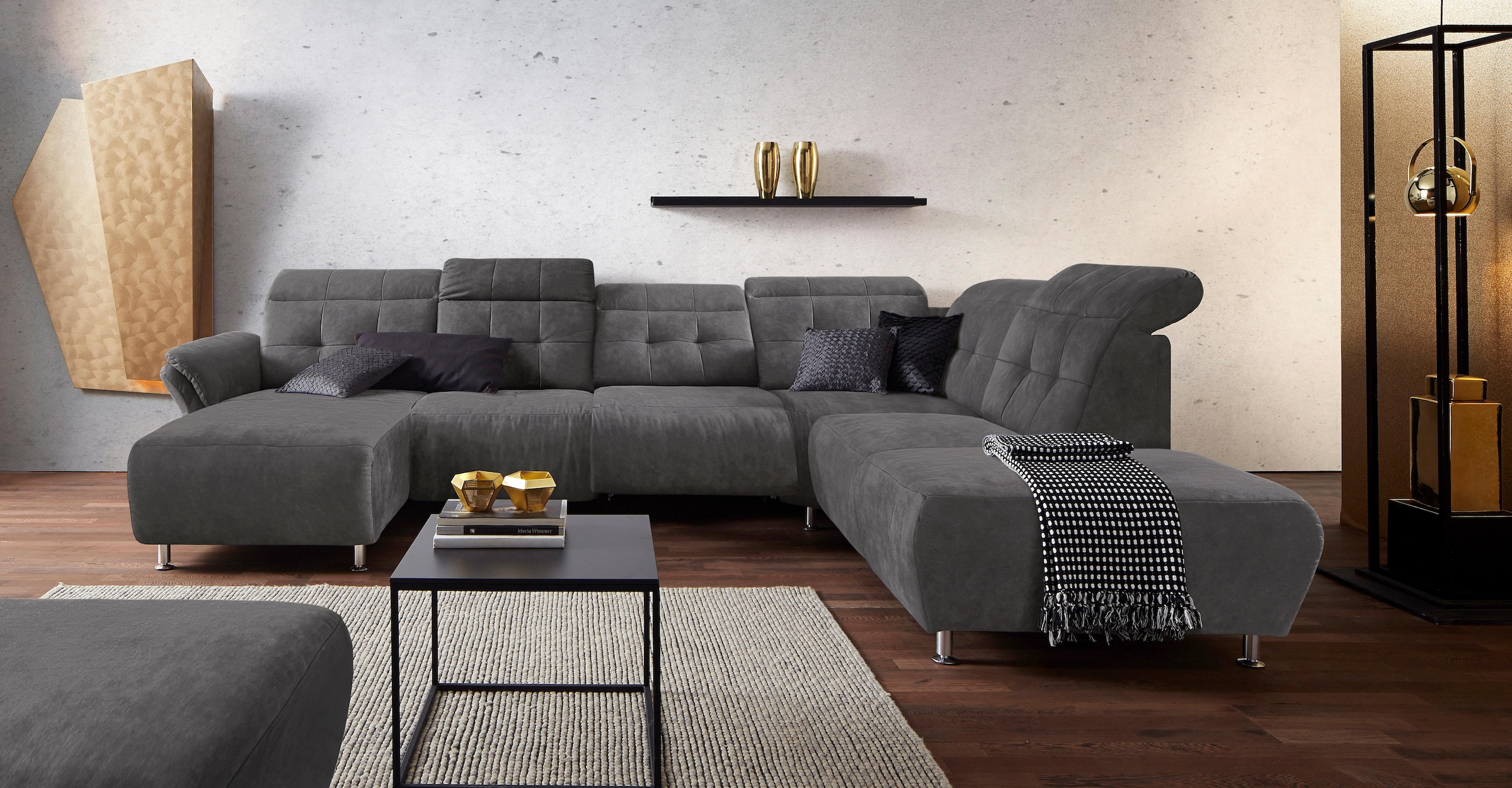 Home affaire Wohnlandschaft "Manhattan U-Form" 2 Sitze mit elektrischer Rel günstig online kaufen