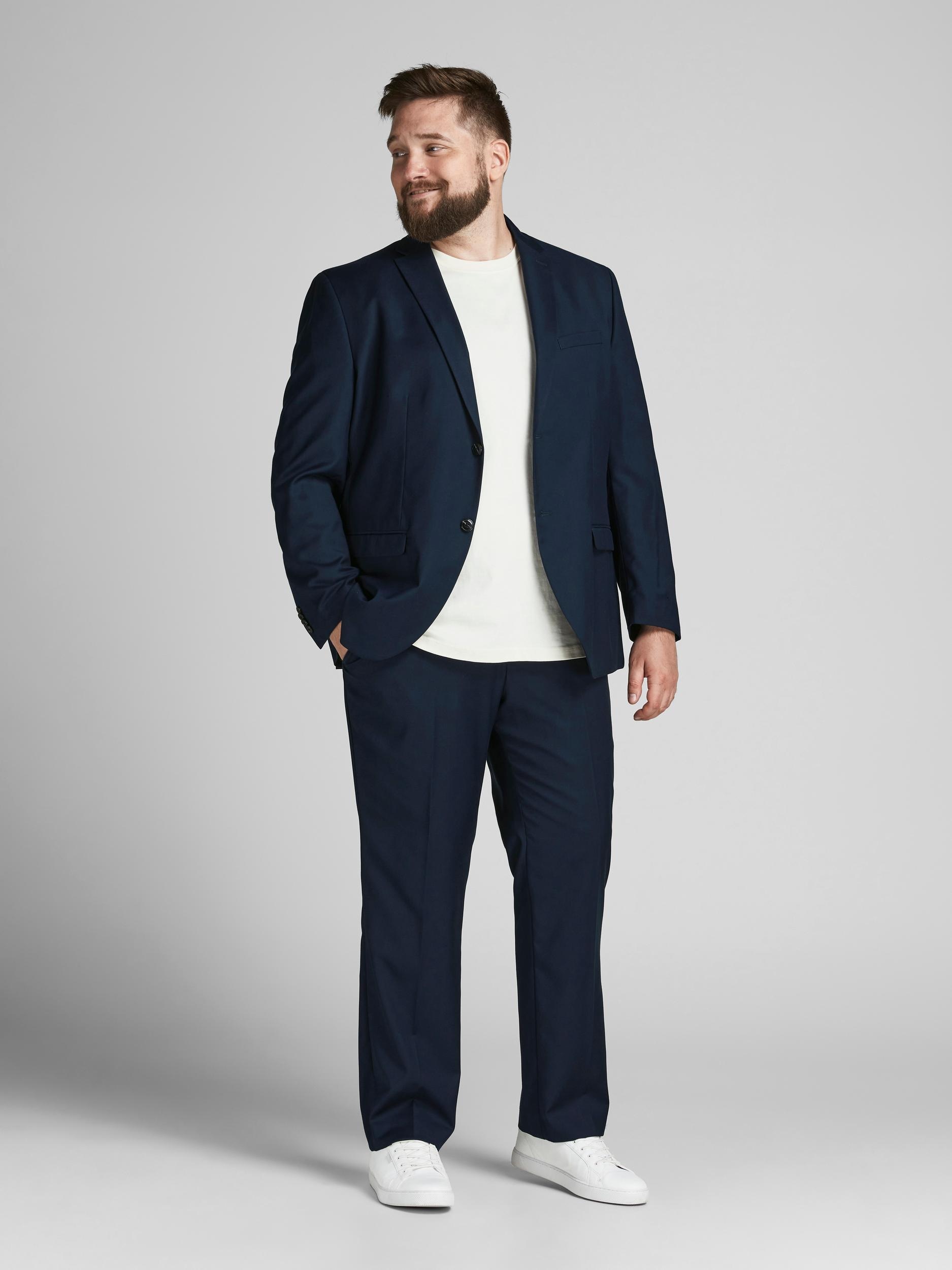Herren Anzug "JPRFRANCO SUIT NOOS PLS", blau, Gr. 68, JACK & JONES PLUSSIZE, unifarben, Web, Obermaterial: 78% Polyester, 17% Viskose, 5% Elasthan,