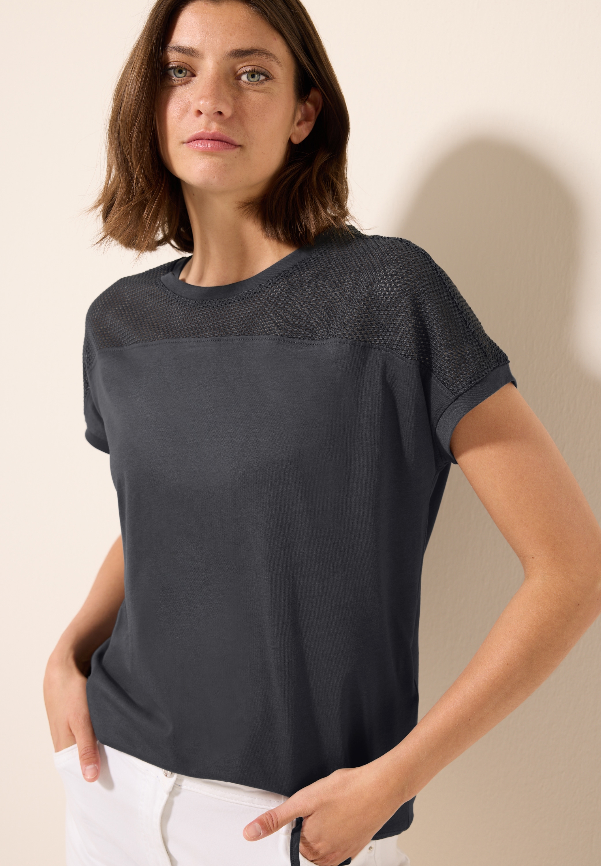 Cecil T-Shirt, mit Meshdetail günstig online kaufen