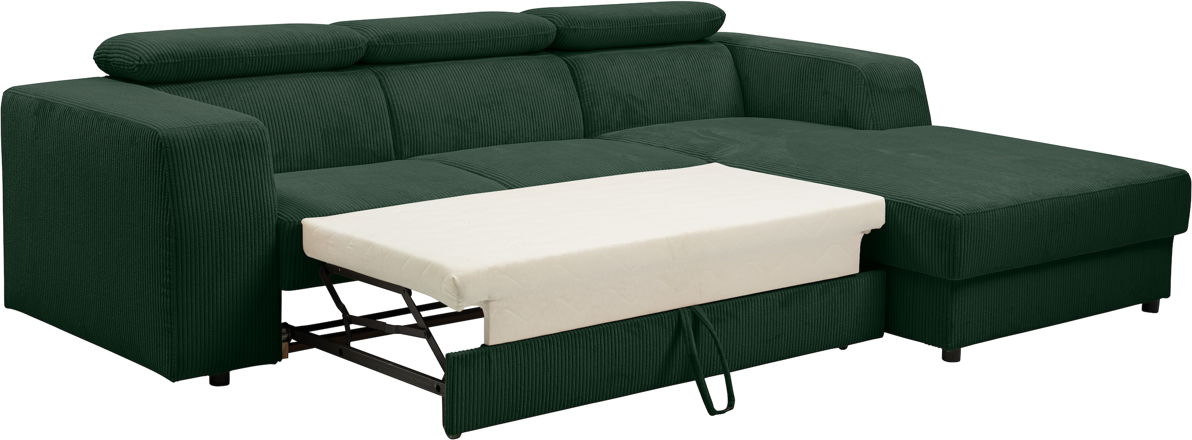 WERK2 Ecksofa »Cherry, modernes Sofa mit Komfortfunktionen, Breite 270cm, L-Form,«, bequem, mit verstellbaren Kopfteilen, Schlaffunktion und Bettkasten