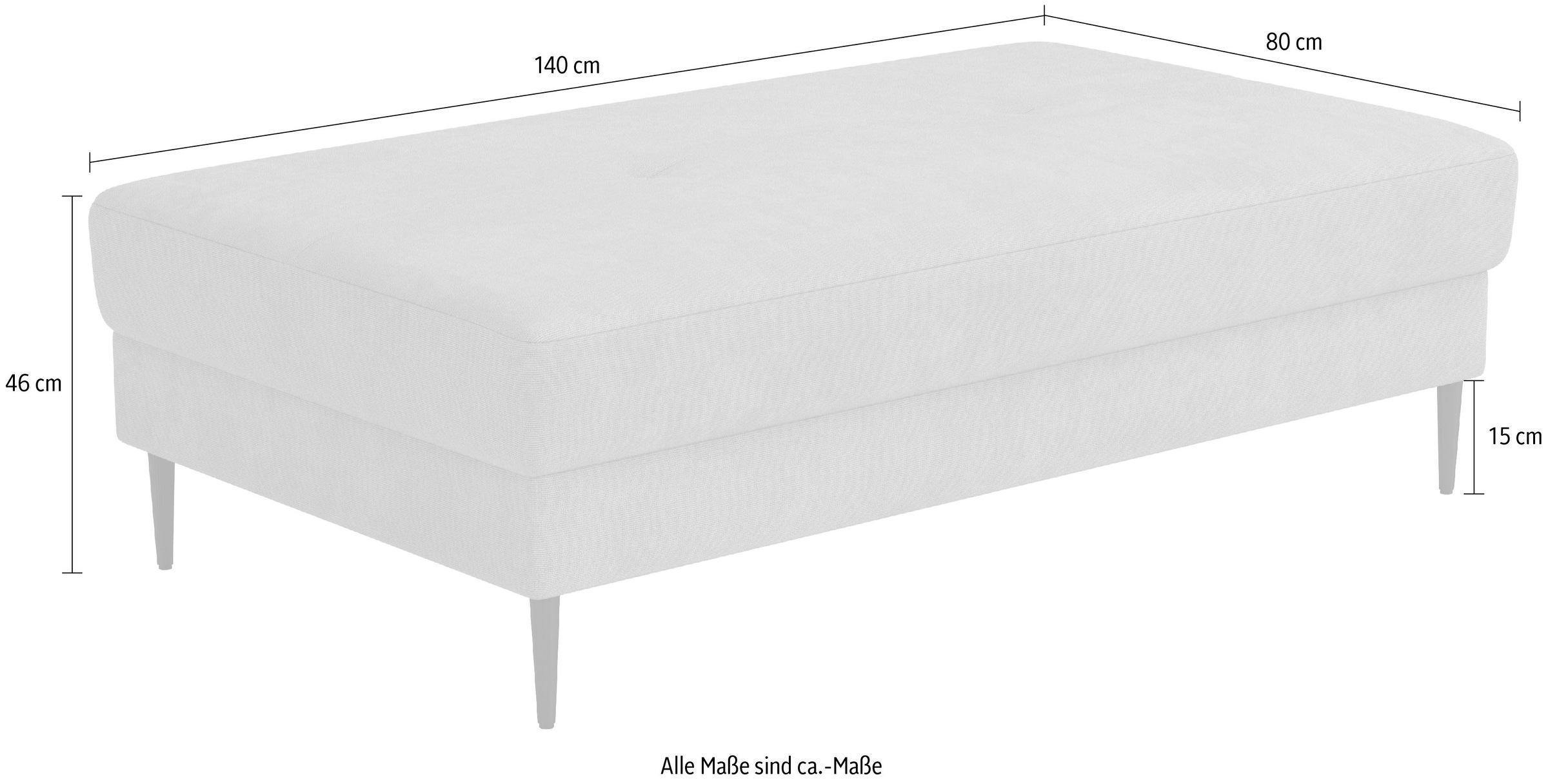 OTTO home Hocker »Summer B: 142cm, in Cord & Struktur erhältlich« schwarze Metallfüße