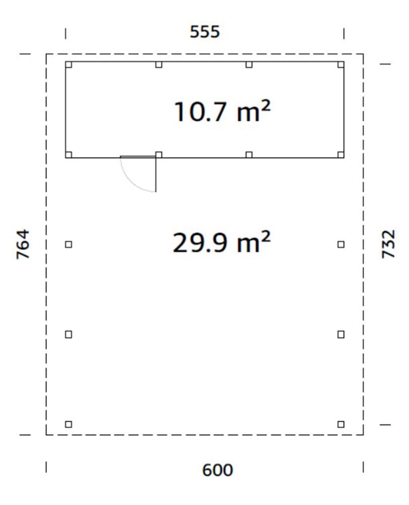 Palmako Doppelcarport »Karl mit Geräteraum« Massivholz 531 cm natur