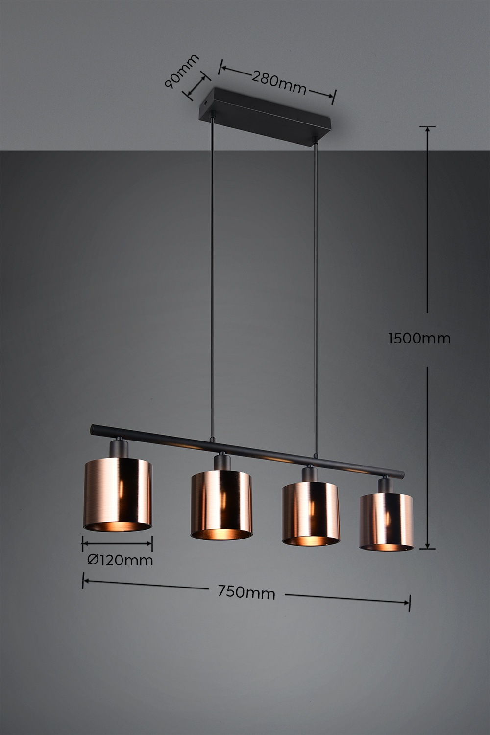 REALITY Leuchten Pendelleuchte »Jason, ohne Leuchtmittel Hängelampe Esstisch 4-flammig, 4xE14 max 10W«, 4 flammig, Leuchtmittel E14 | Leuchtmittel wechselbar, höhenverstellbar max 150cm, mit semi-transparenten Kunststoff-Schirmen