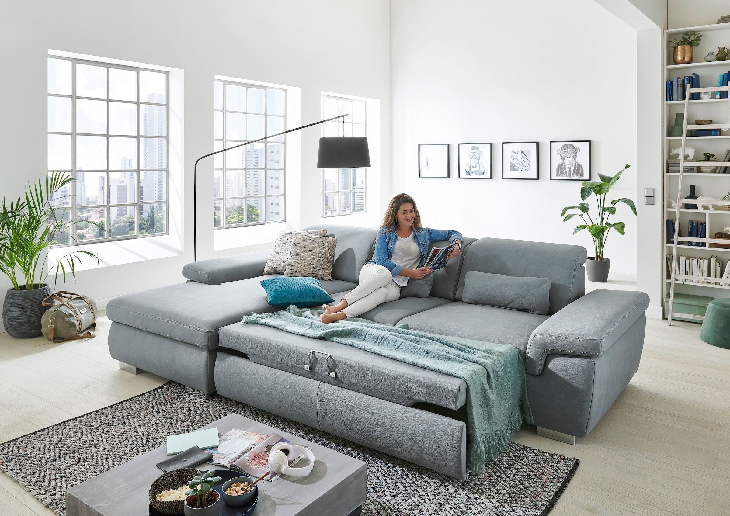 Die PlanBar Ecksofa »MP-IN17041 L-Form«, mit Sitztiefenverstellung, optional Kopfteilverstellung & Bettfunktion