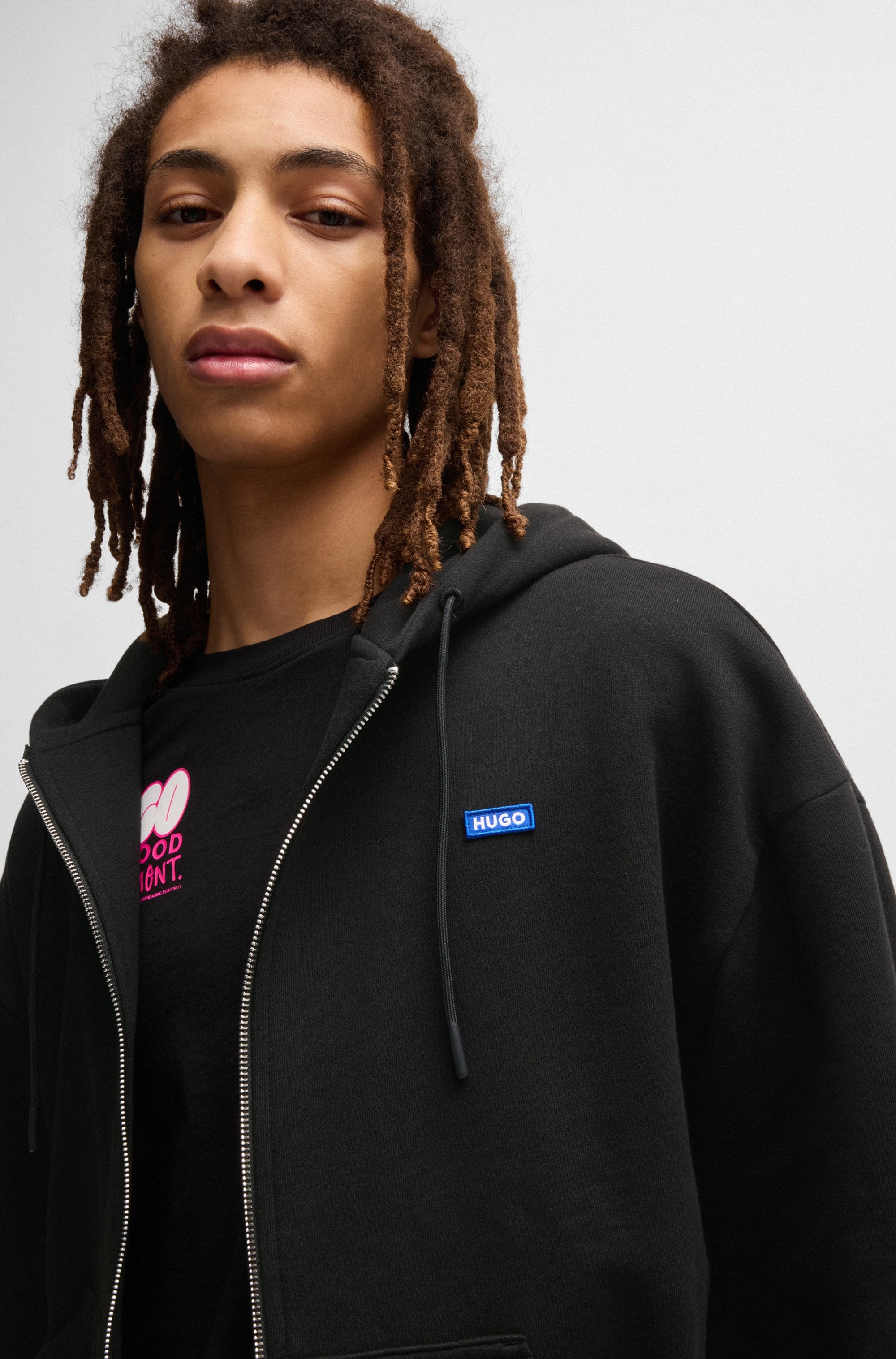 HUGO Blue Sweatjacke »Doa_B_2«, mit Kapuze, Logo-Badge
