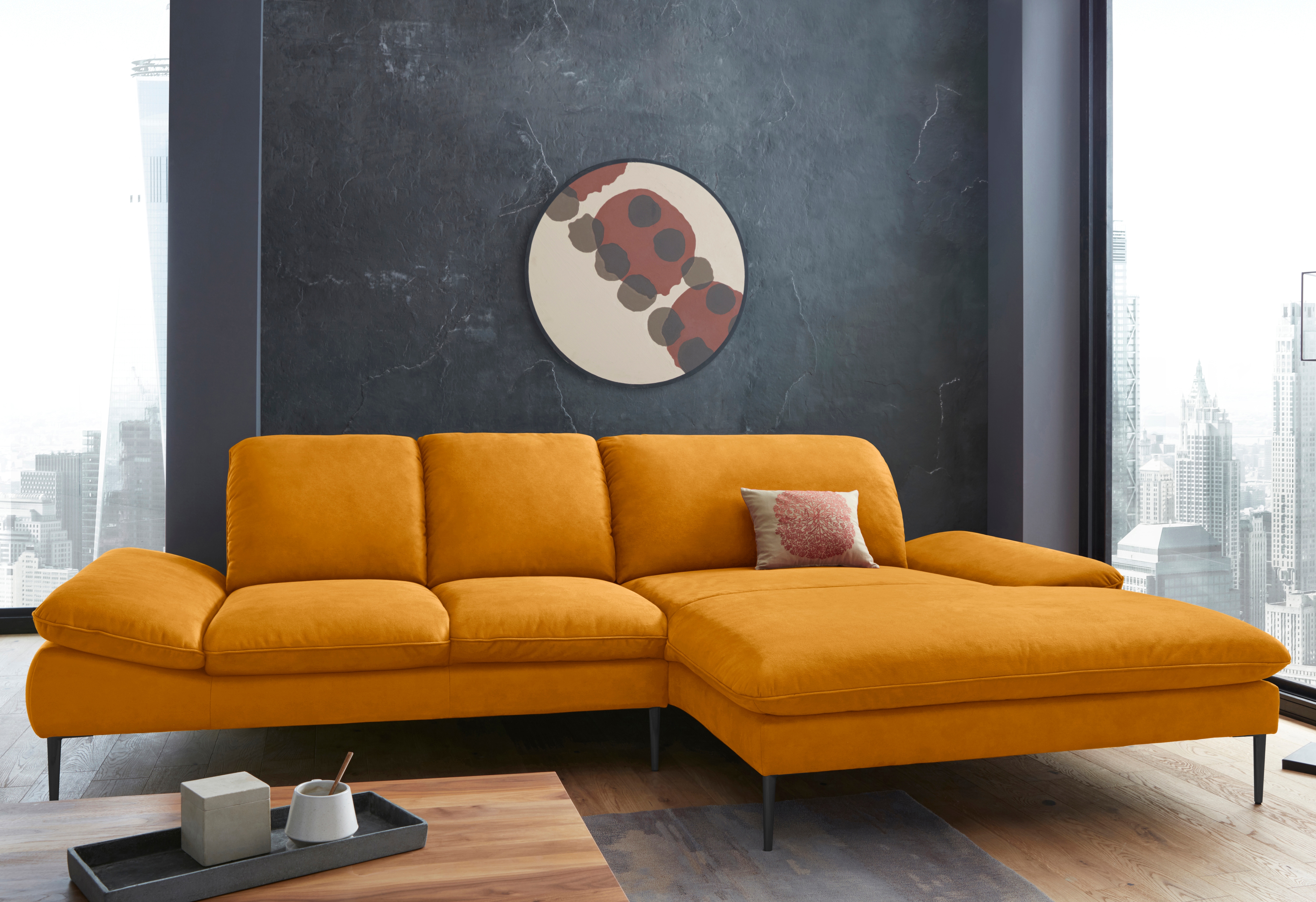 W.SCHILLIG Ecksofa "enjoy&MORE, Designsofa, elegant und bequem, L-Form" Sitztiefenverstellung, Füße schwarz pulverbeschichtet, Breite 310 cm