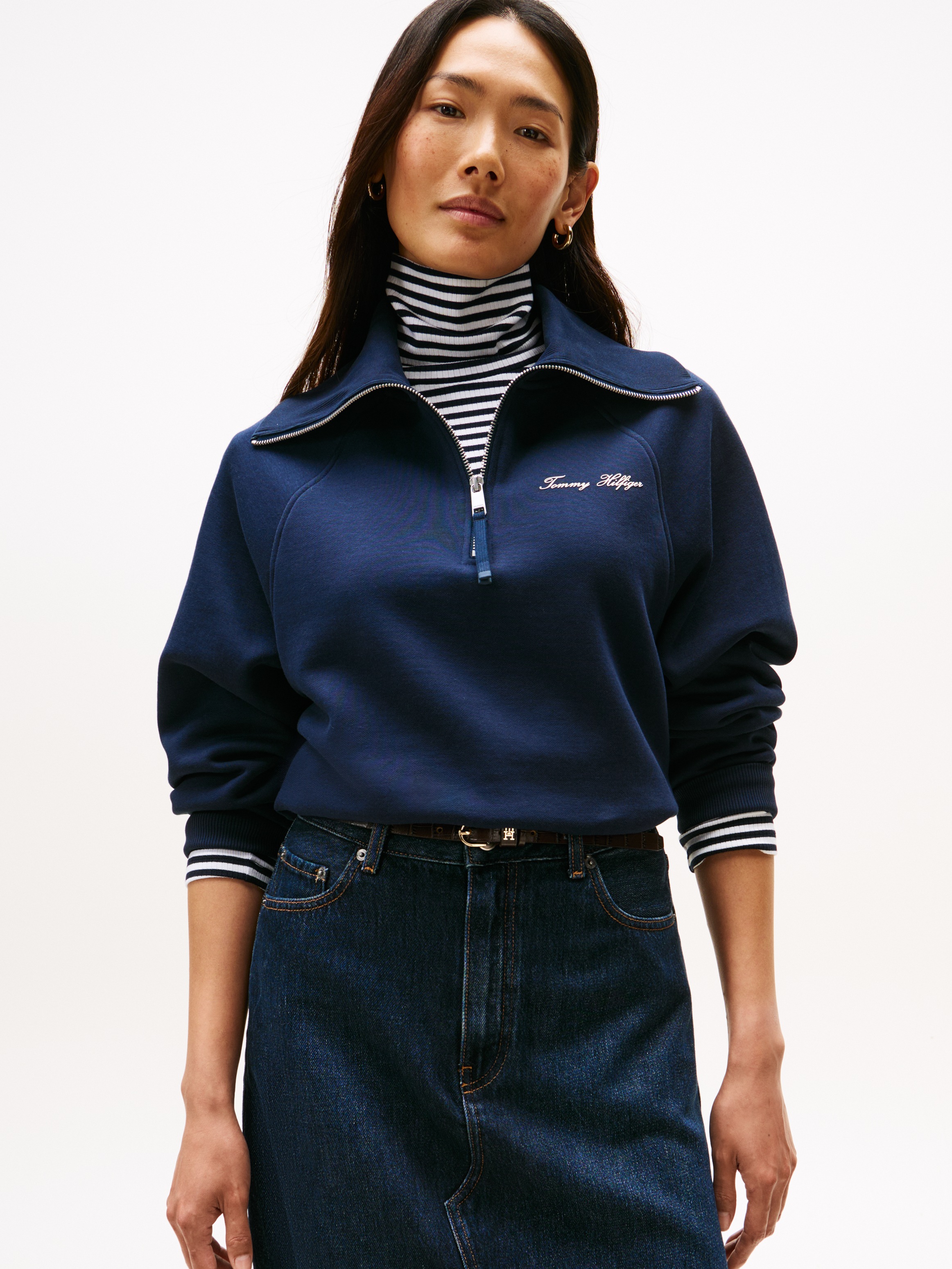 Tommy Hilfiger Sweatshirt "CLASSIC SCRIPT FLEECE HALF-ZIP" günstig online kaufen