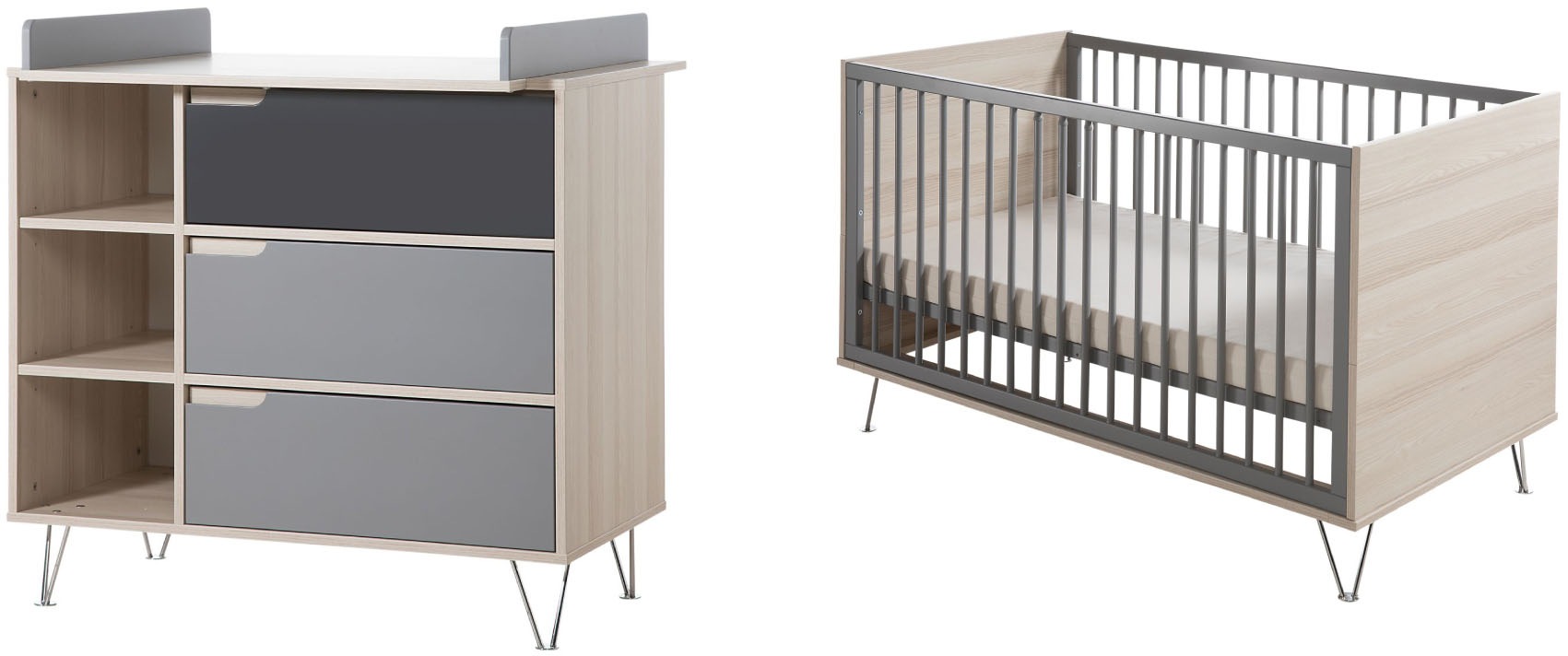 Geuther Babymöbel-Set »Marit, grau/anthrazit«, (Spar-Set, 2 St.), mit