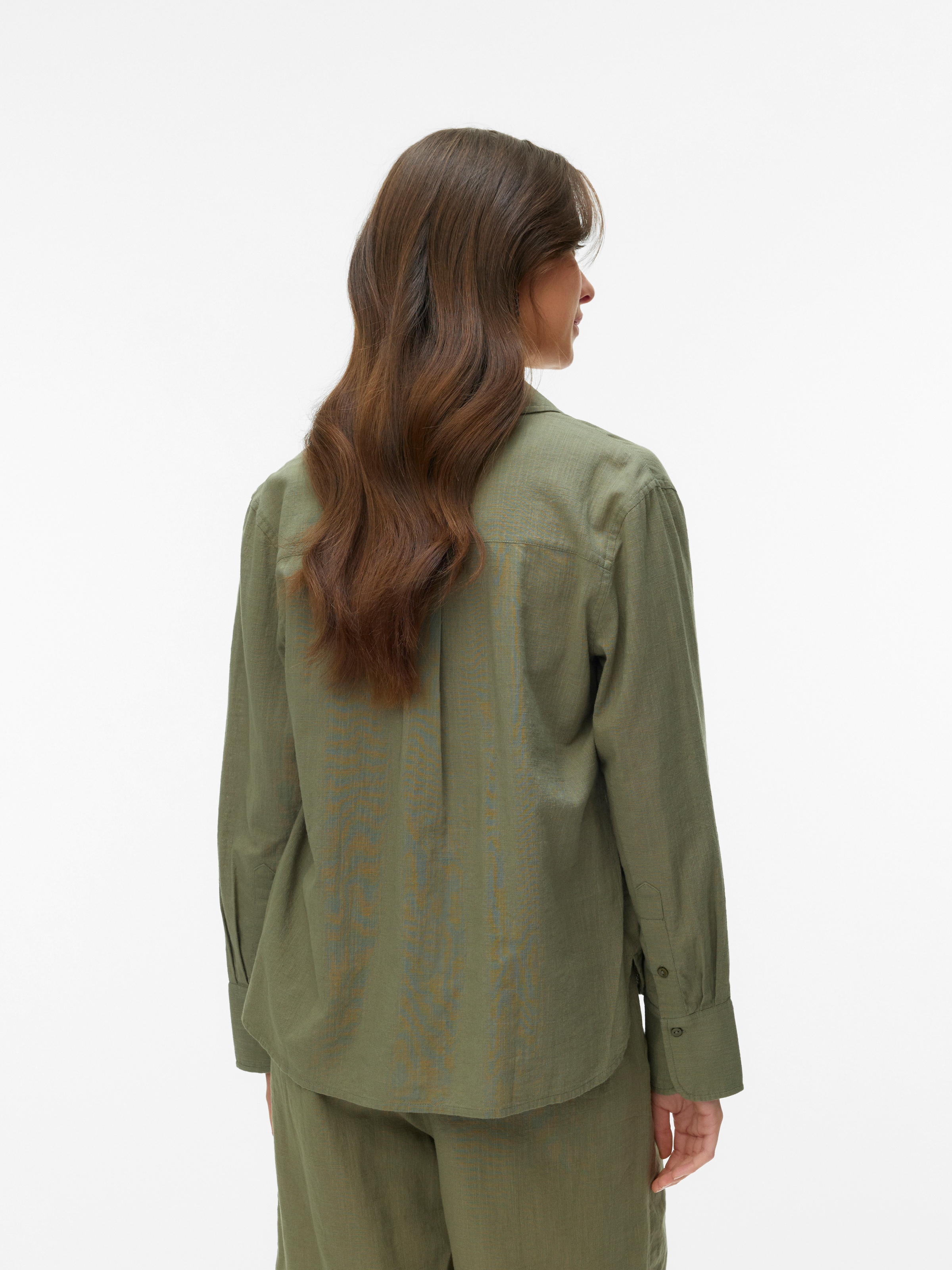 Vero Moda Langarmbluse »VMCAIA LS SHIRT WVN NOOS« Baumwollmischung, regular fit, mit Leinen