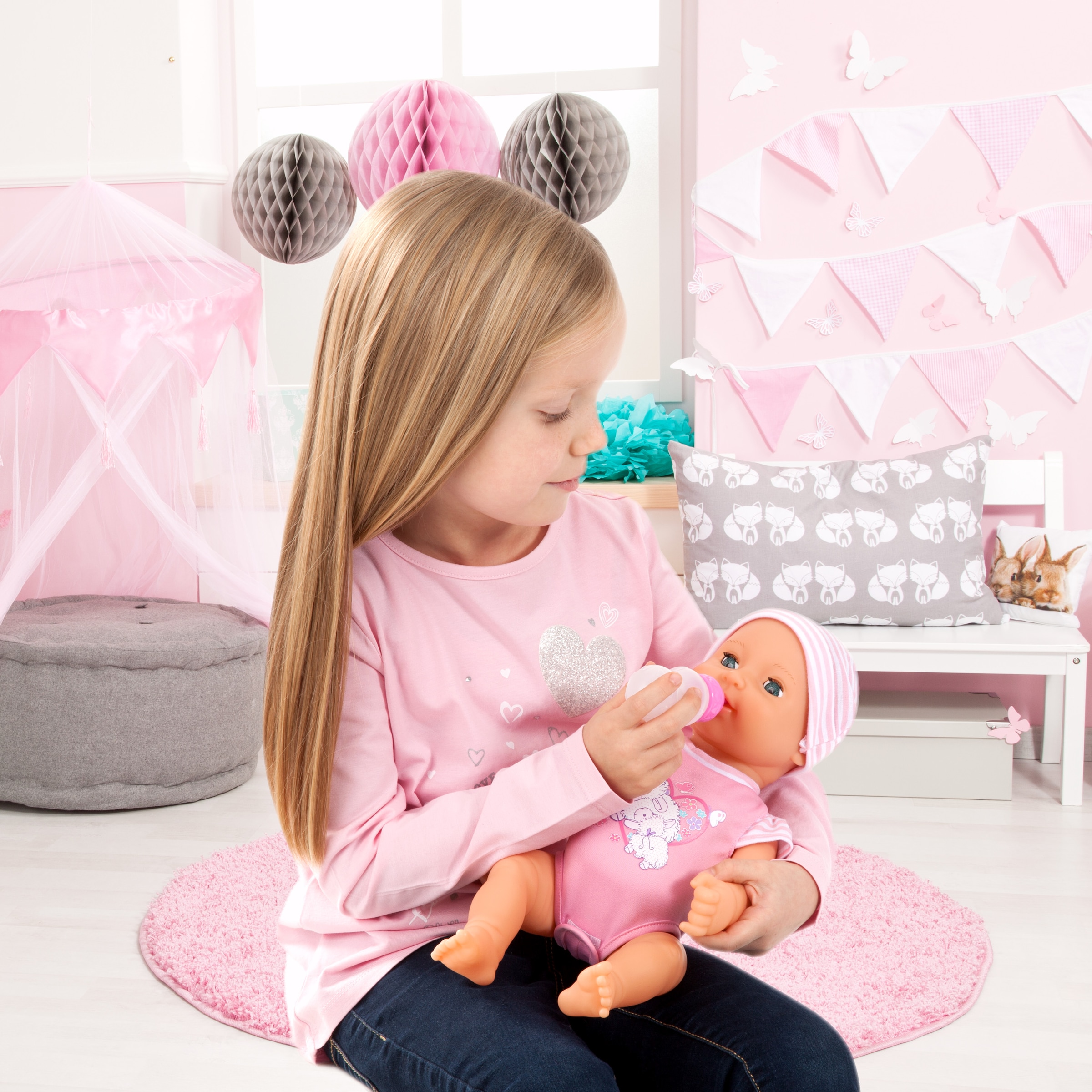 Bayer Babypuppe »Piccolina Newborn Baby 40 cm« mit Schafaugen und Funktion