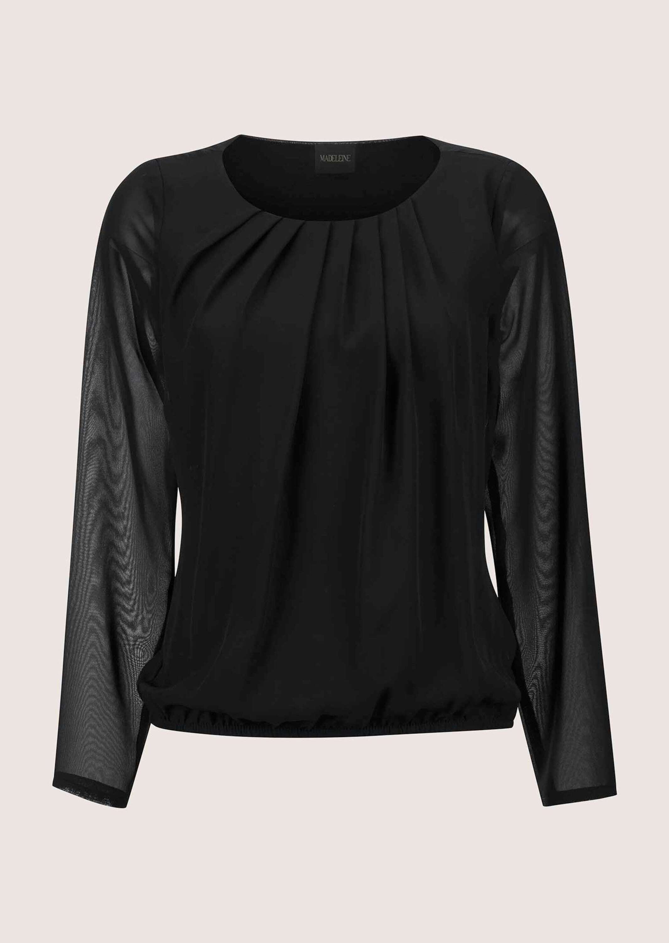 MADELEINE Langarmbluse "Bluse Rundhals-Bluse mit transparenten Ärmeln" günstig online kaufen