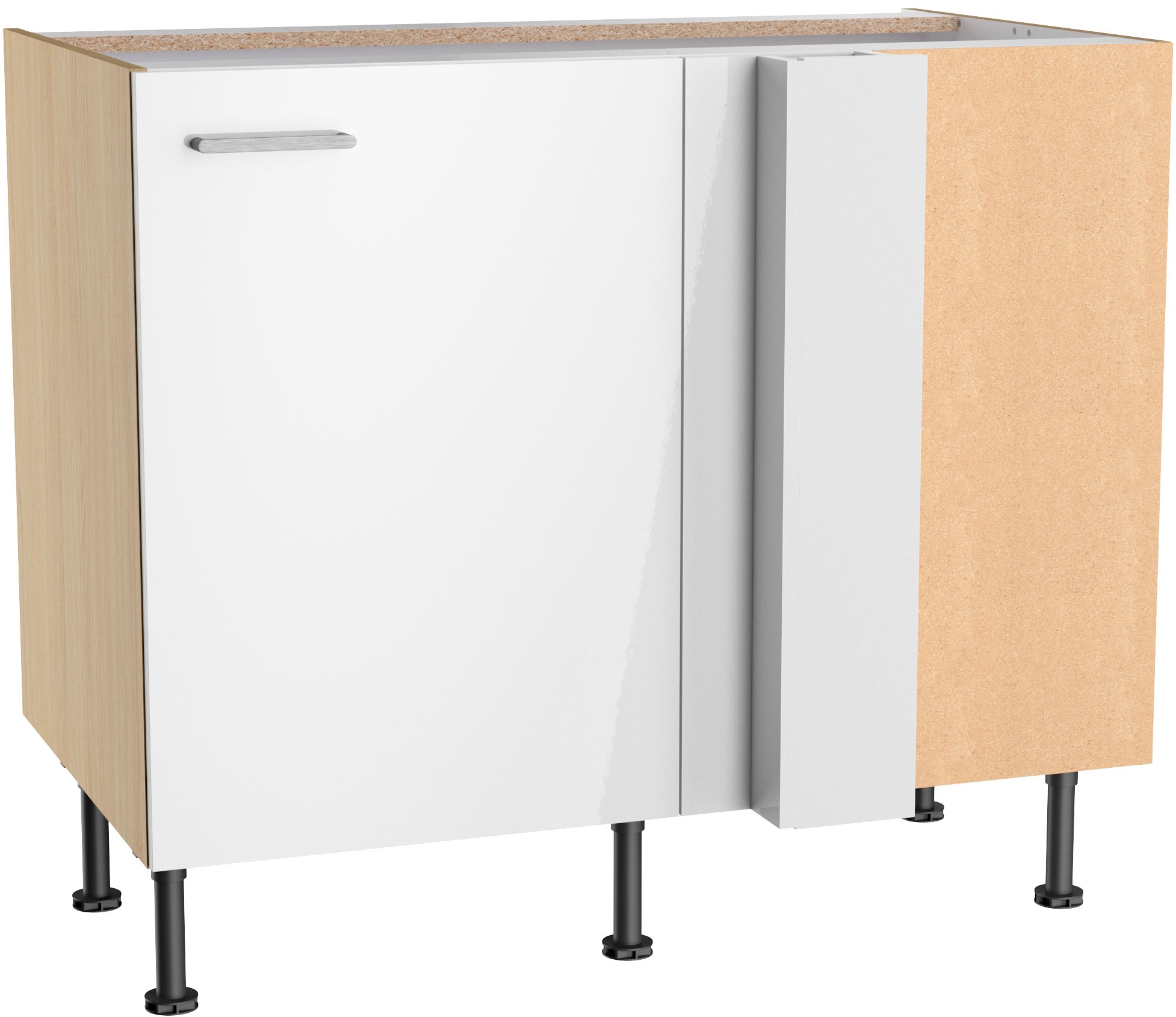 KOCHSTATION Eckunterschrank "KS-Lucy" Breite 100 cm, mit 1 Tür, Soft-Close, höhenverstellbare Füße