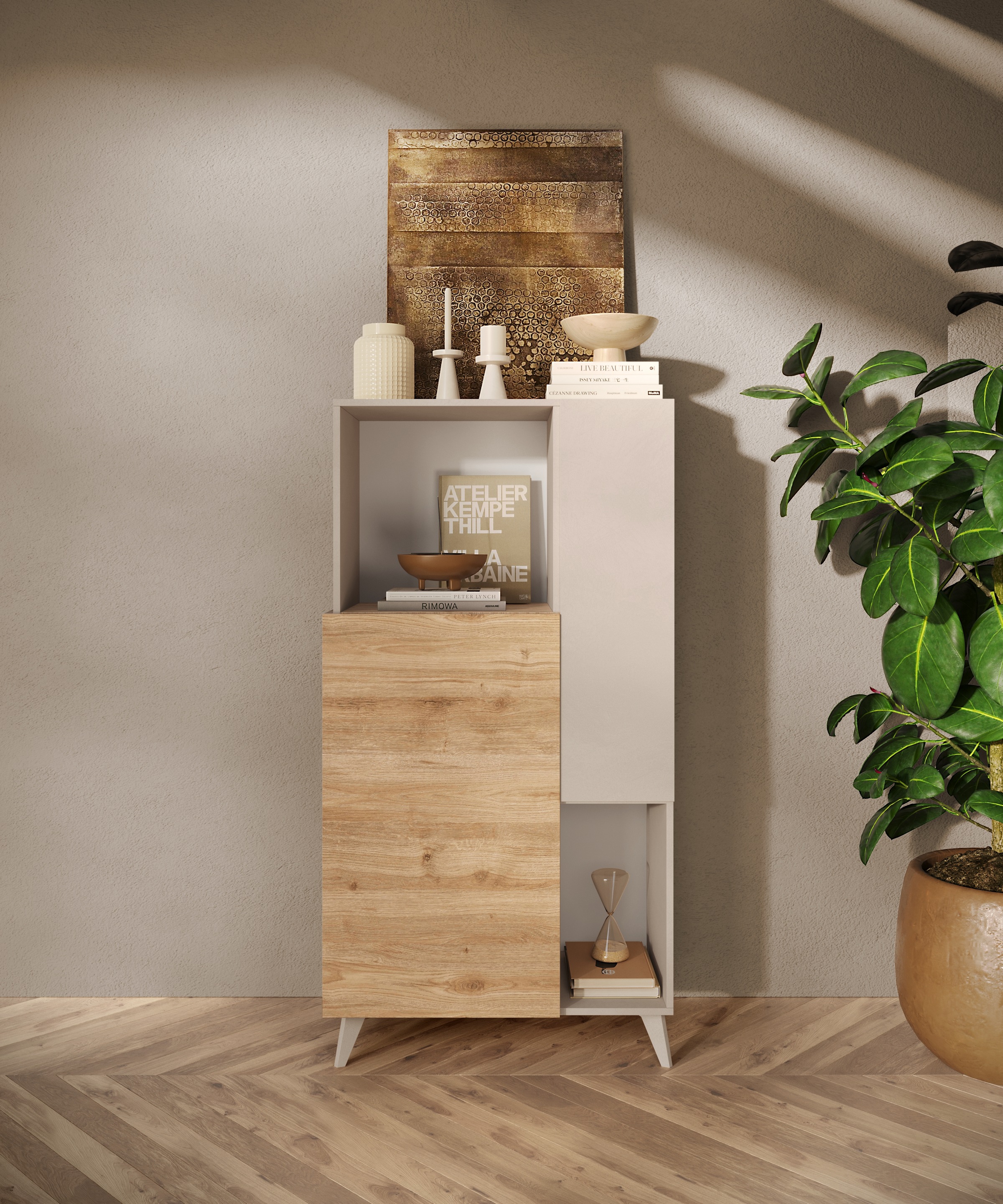 Home affaire Highboard "Monaco Höhe 154 cm, Stauraumschrank mit 2 Türen (4 günstig online kaufen