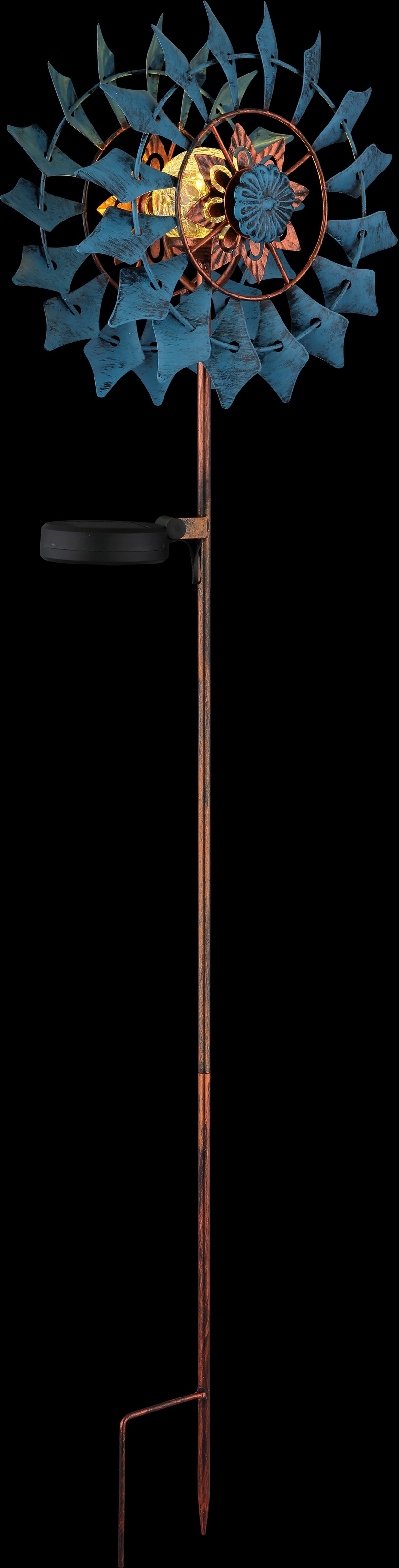 GLOBO LIGHTING LED Solarleuchte »SOLARLEUCHTE METALL GOLDFARBEN PATINIERT, 1XLED« LED-Modul 1 Stk. Warmweiß