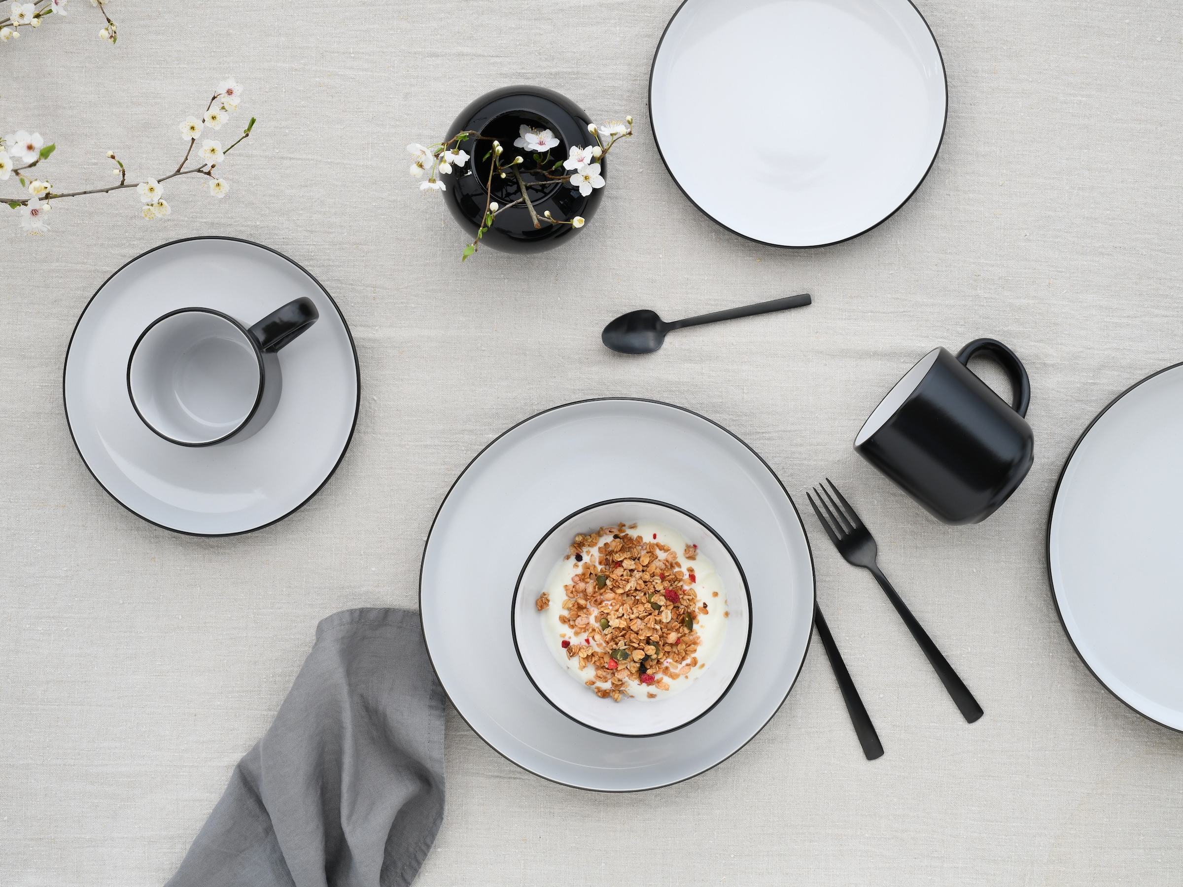 CreaTable Kombiservice »Nordic Cool Black, Kombi-Set 16-tlg«, (Set, 16 tlg.), Scandi-Style