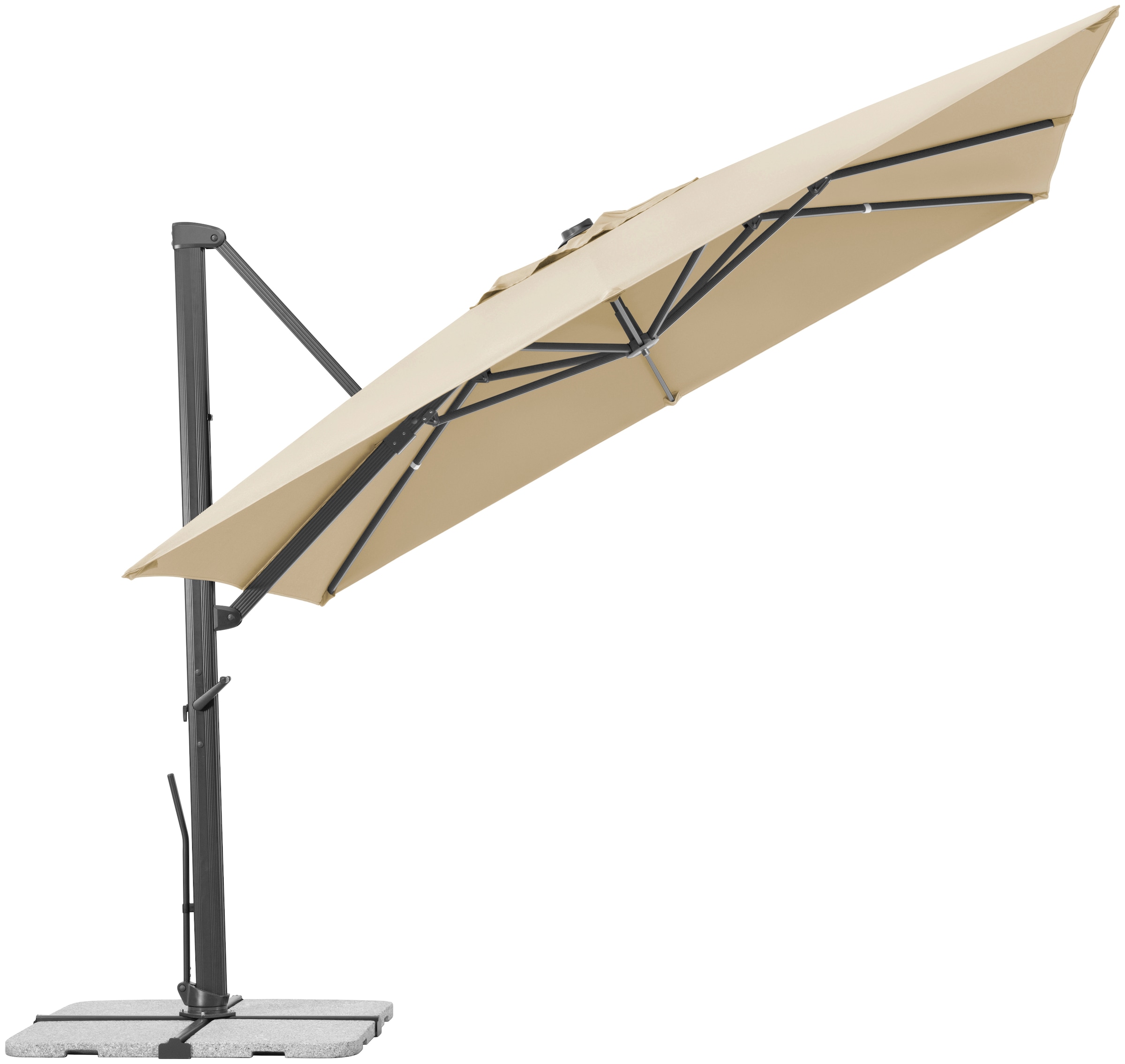 Schneider Schirme Ampelschirm »Rhodos Smart«, BxL: 300x300 cm, Alu/Polyester, inkl. Plattenständer/Schutzhülle