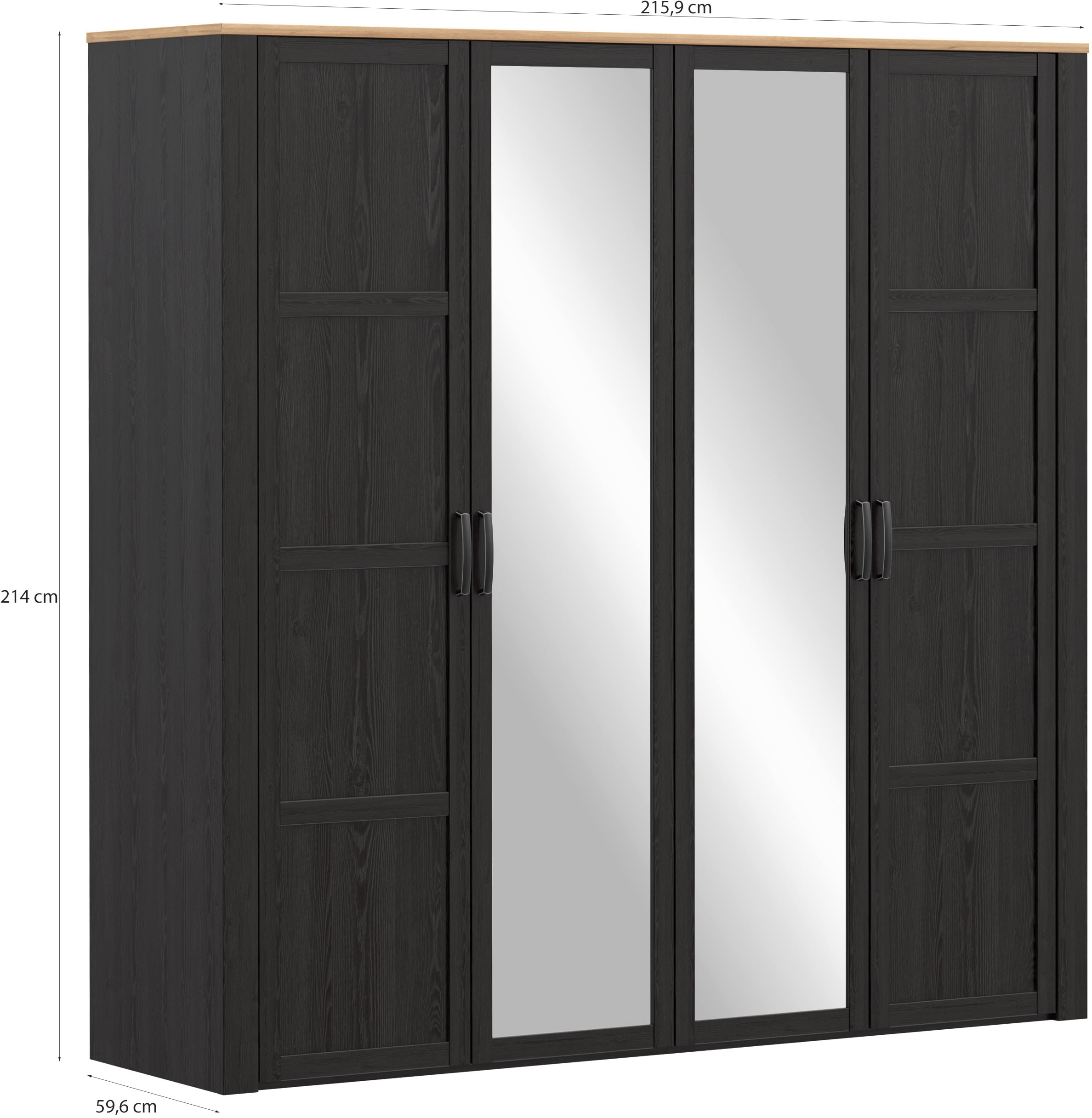 FORTE Kleiderschrank »Bohol« Höhe 214 cm, Spiegeltüre, SoftClose