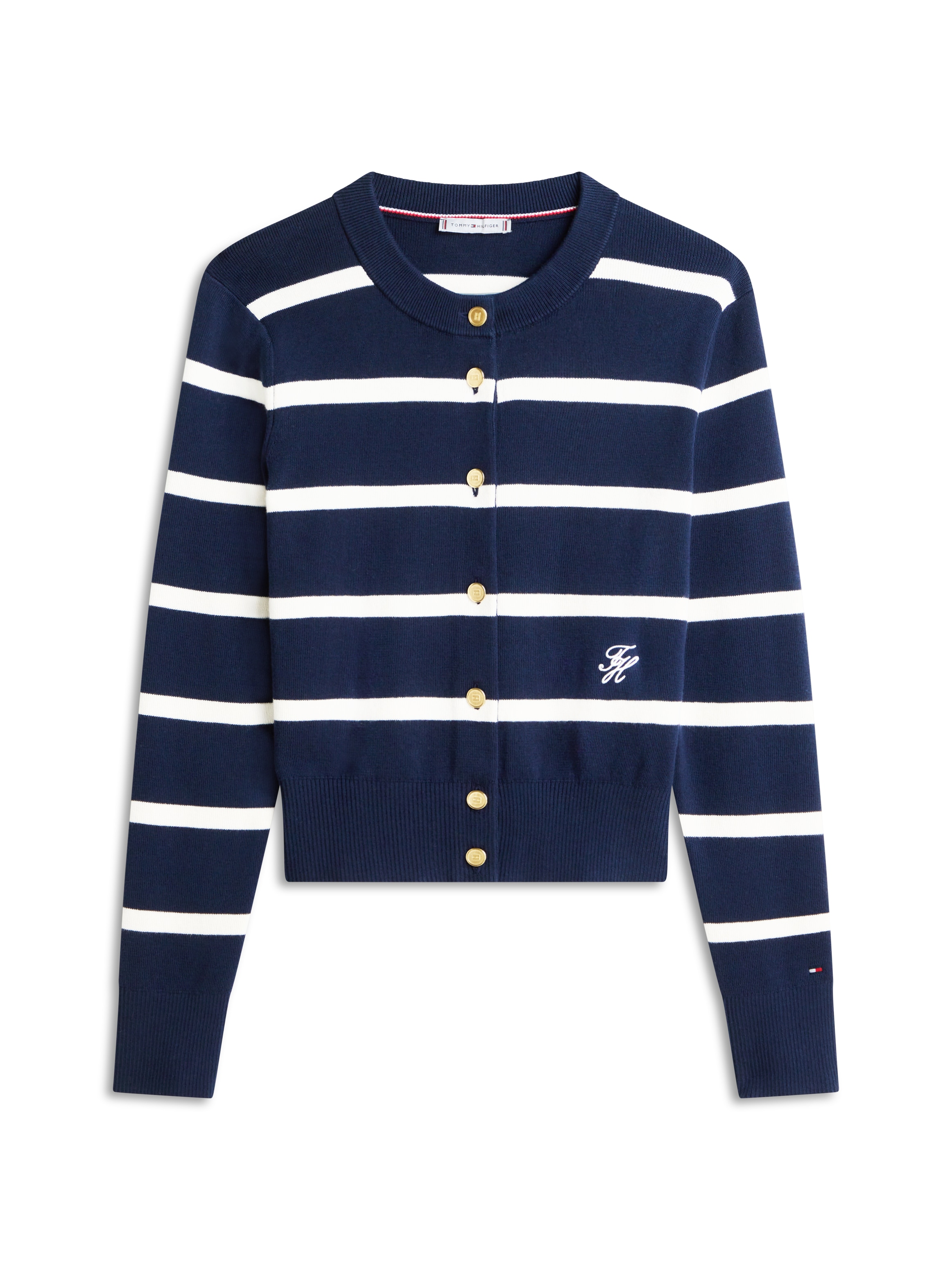 Tommy Hilfiger Strickjacke »CO FULL NEEDLE C-NK CARDI« mit Logo-Stickerei
