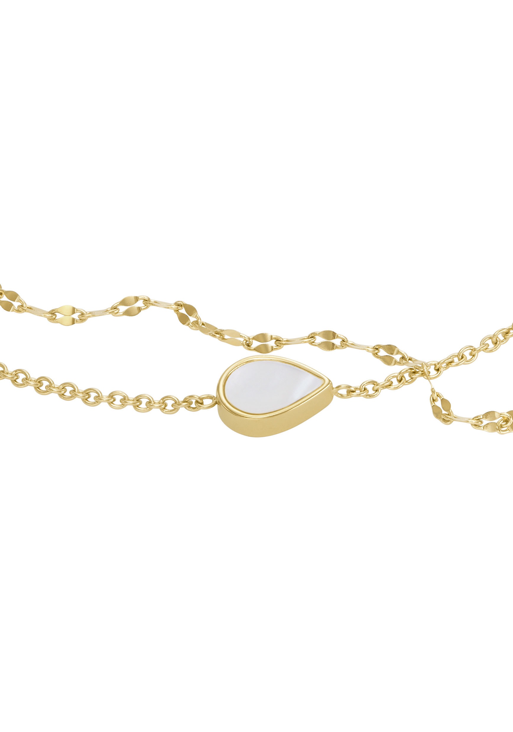 Armband FOSSIL "Schmuck Geschenk Edelstahl Armschmuck JEWELRY Tropfen", gold (gelbgoldfarben, weiß), Armbänder, Damen, 19cm, Edelstahl, Armband, mit Perlmutt 3