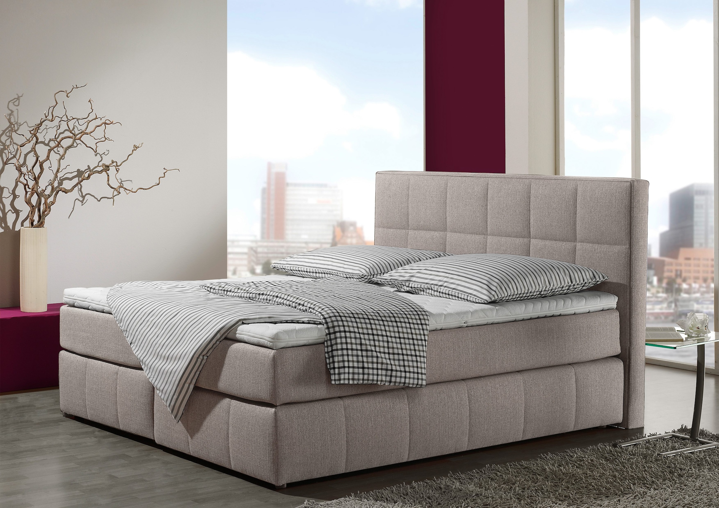 INOSIGN Boxspringbett »Casano«, mit feiner Steppung, in 3 Matratzenarten, 2 Härtegraden und 5 Farben