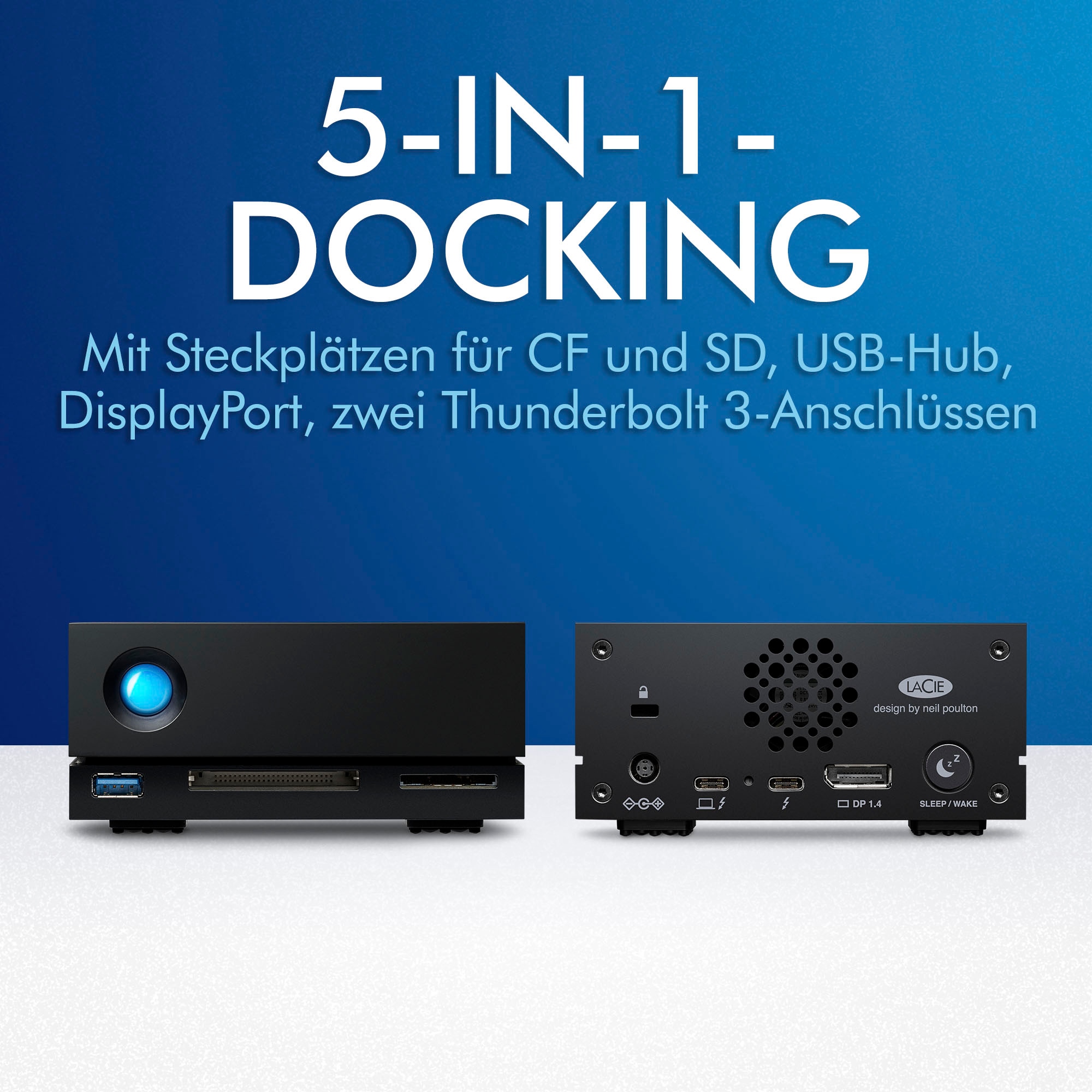 LaCie externe HDD-Festplatte »1big Dock 10 TB«, Anschluss Thunderbolt 3-DisplayPort-USB 3.0-SD-/CF-Kartensteckplätze