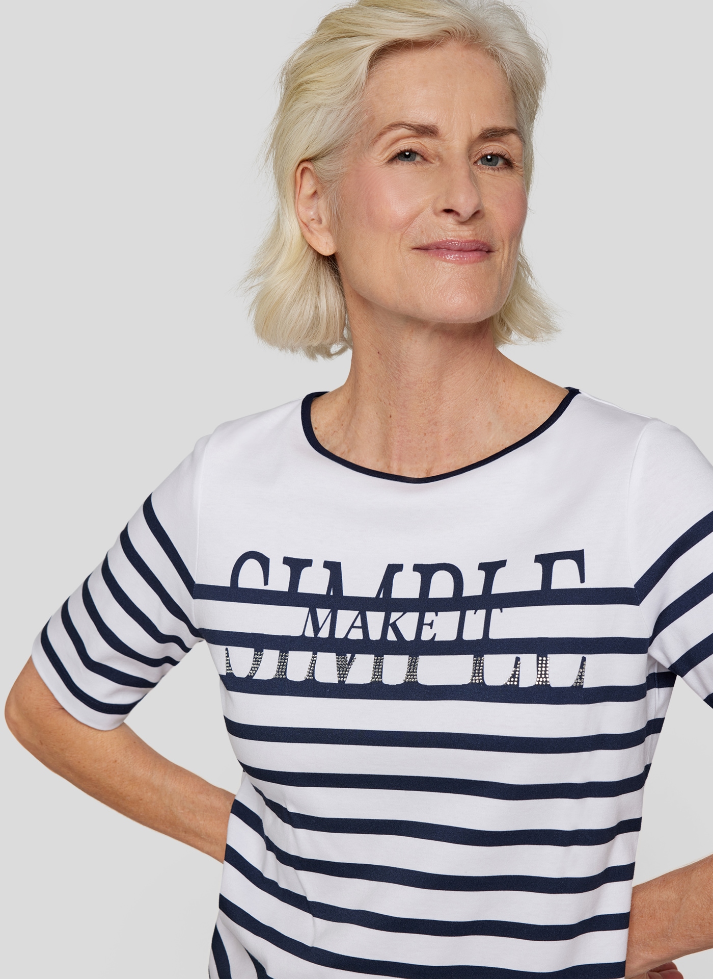 Rabe Rundhalsshirt, im Streifen-Design und mit Letter-Print