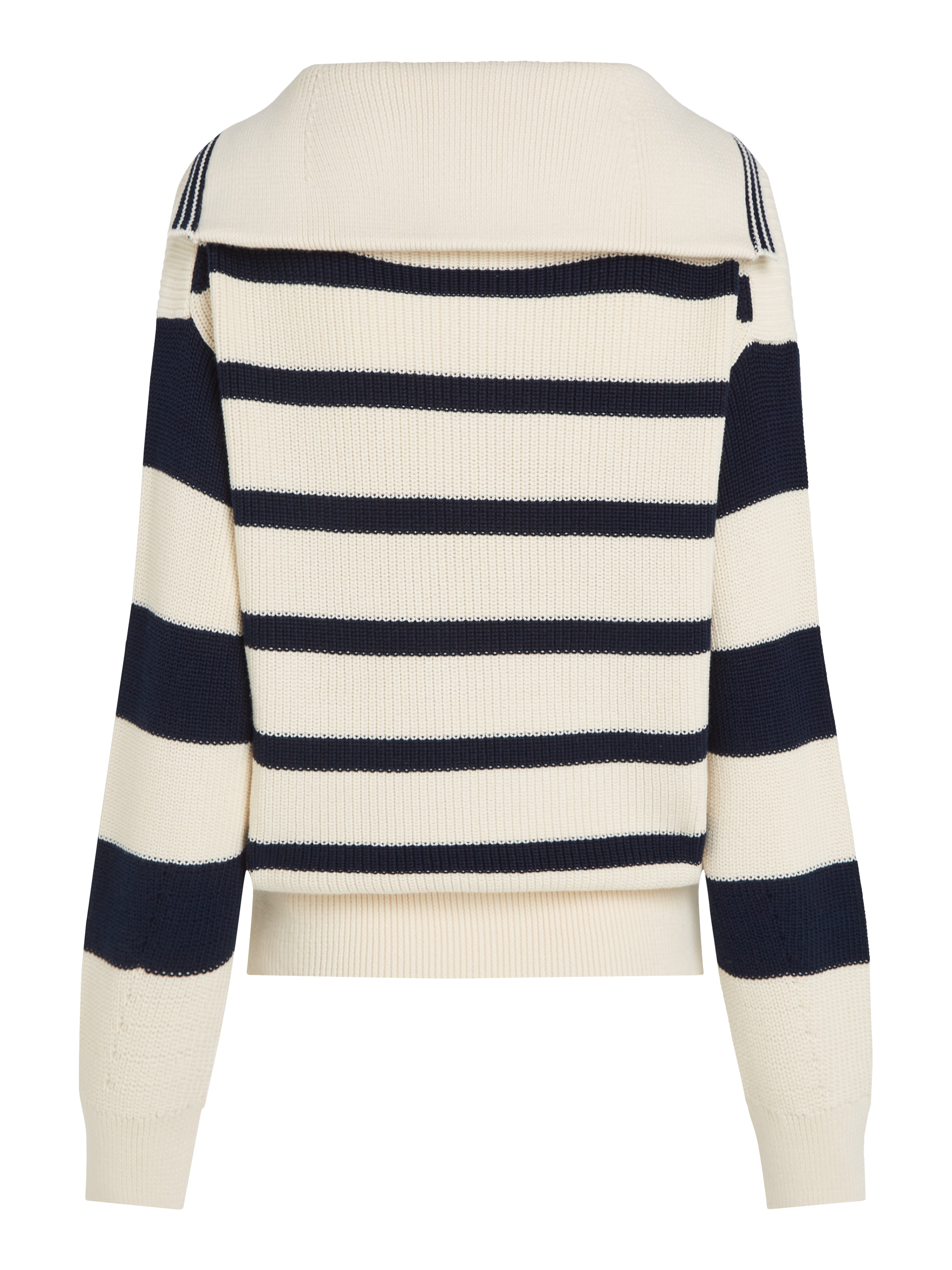 Tommy Hilfiger Polokragenpullover »CO CARDI STITCH OPEN POLO SWT LS«, mit Perlfangmuster, Polokragen, Logostickerei